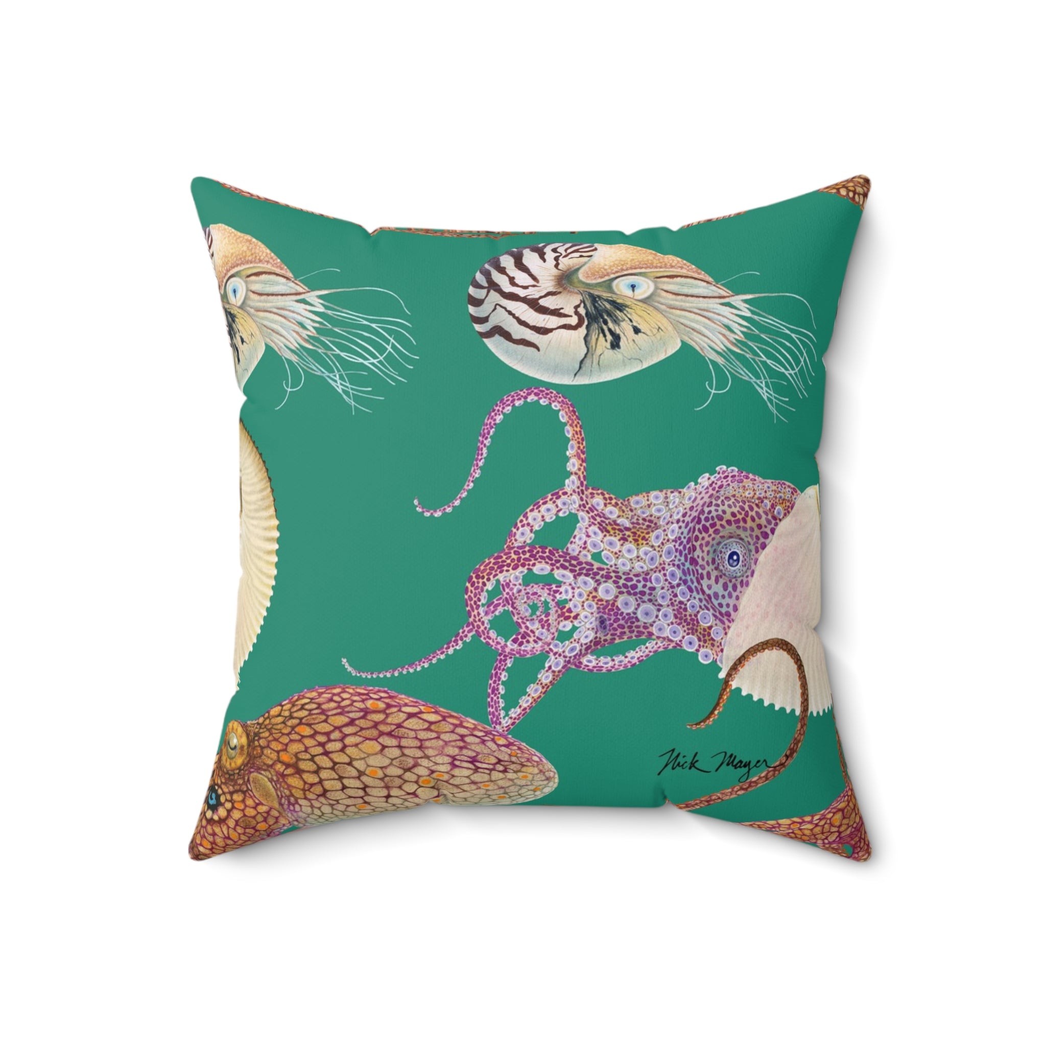 Green Tentacles Square Pillow