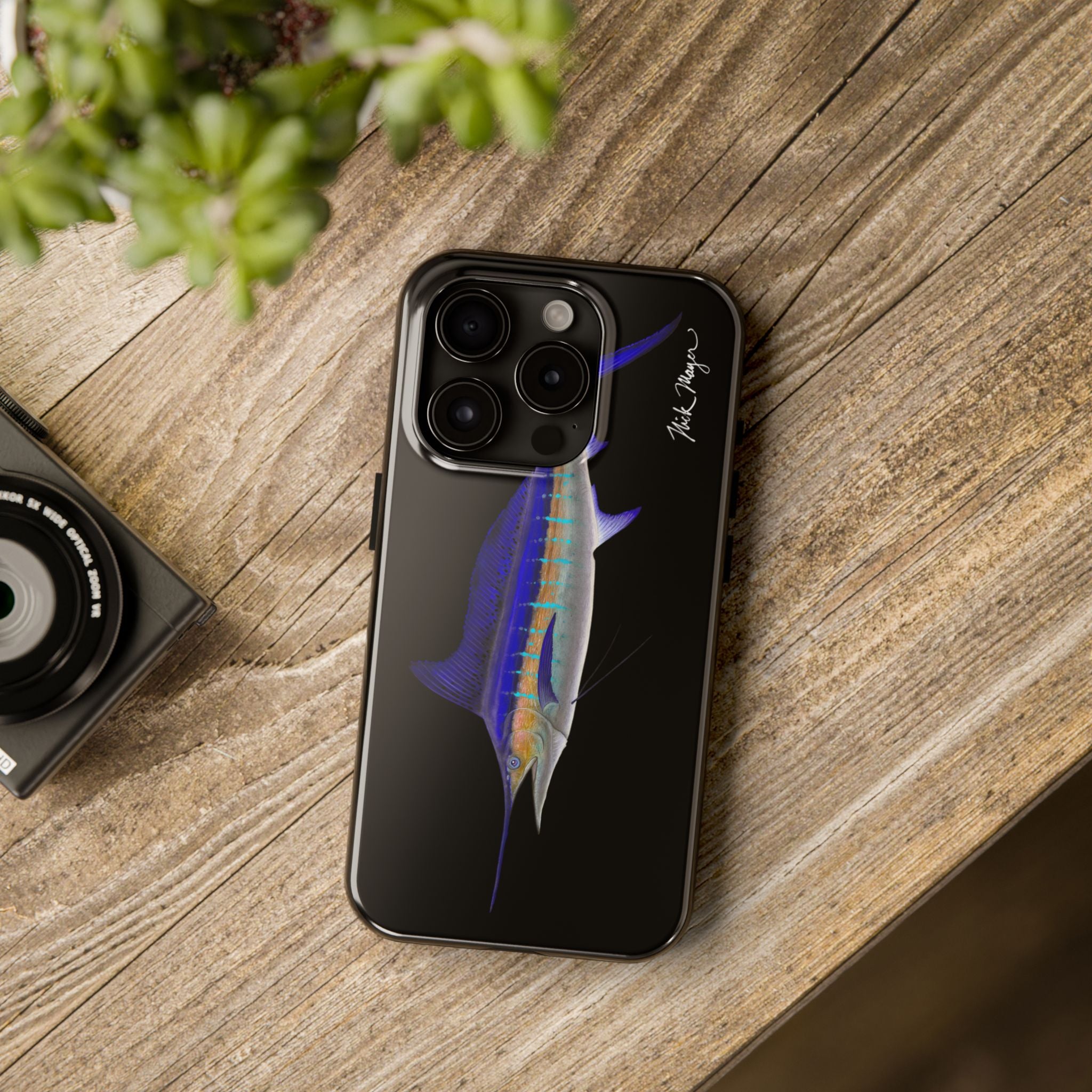 Striped Marlin Black Phone Case (iPhone)