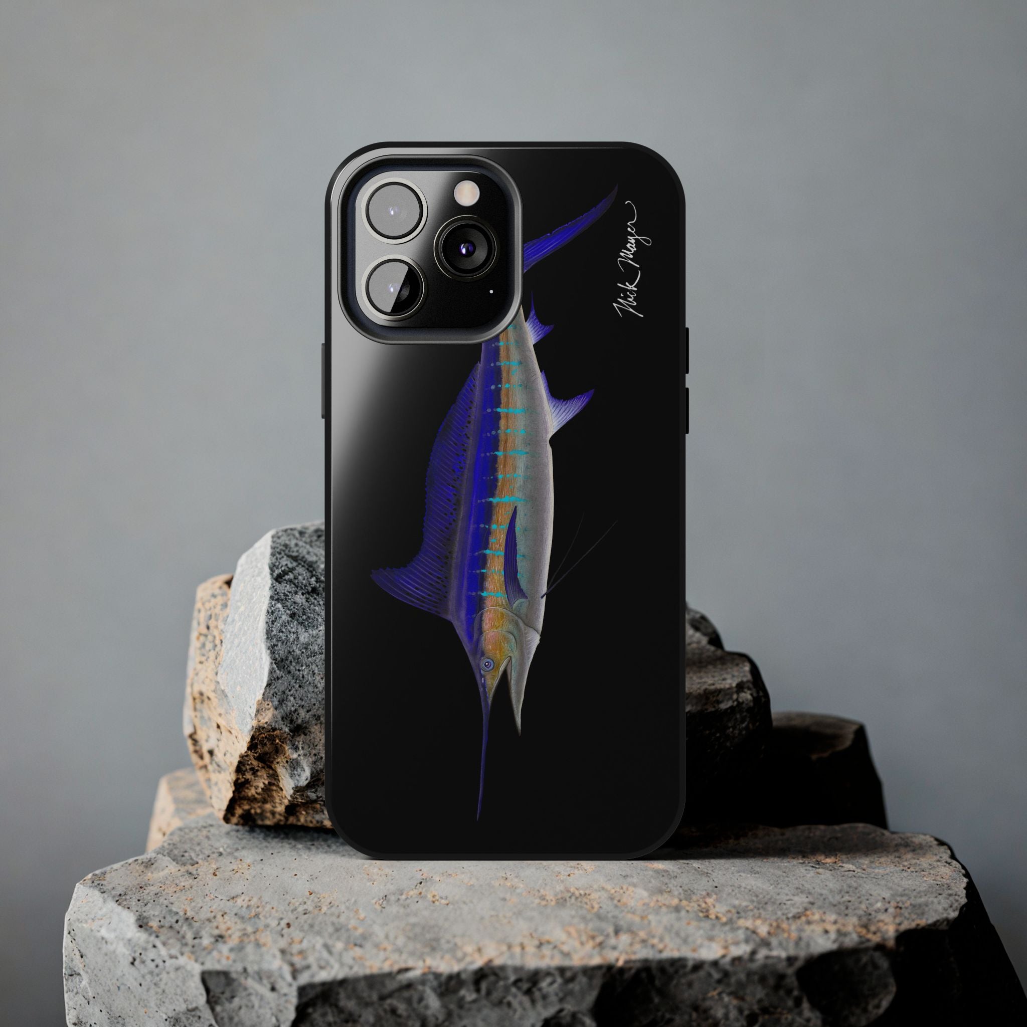 Striped Marlin Black Phone Case (iPhone)