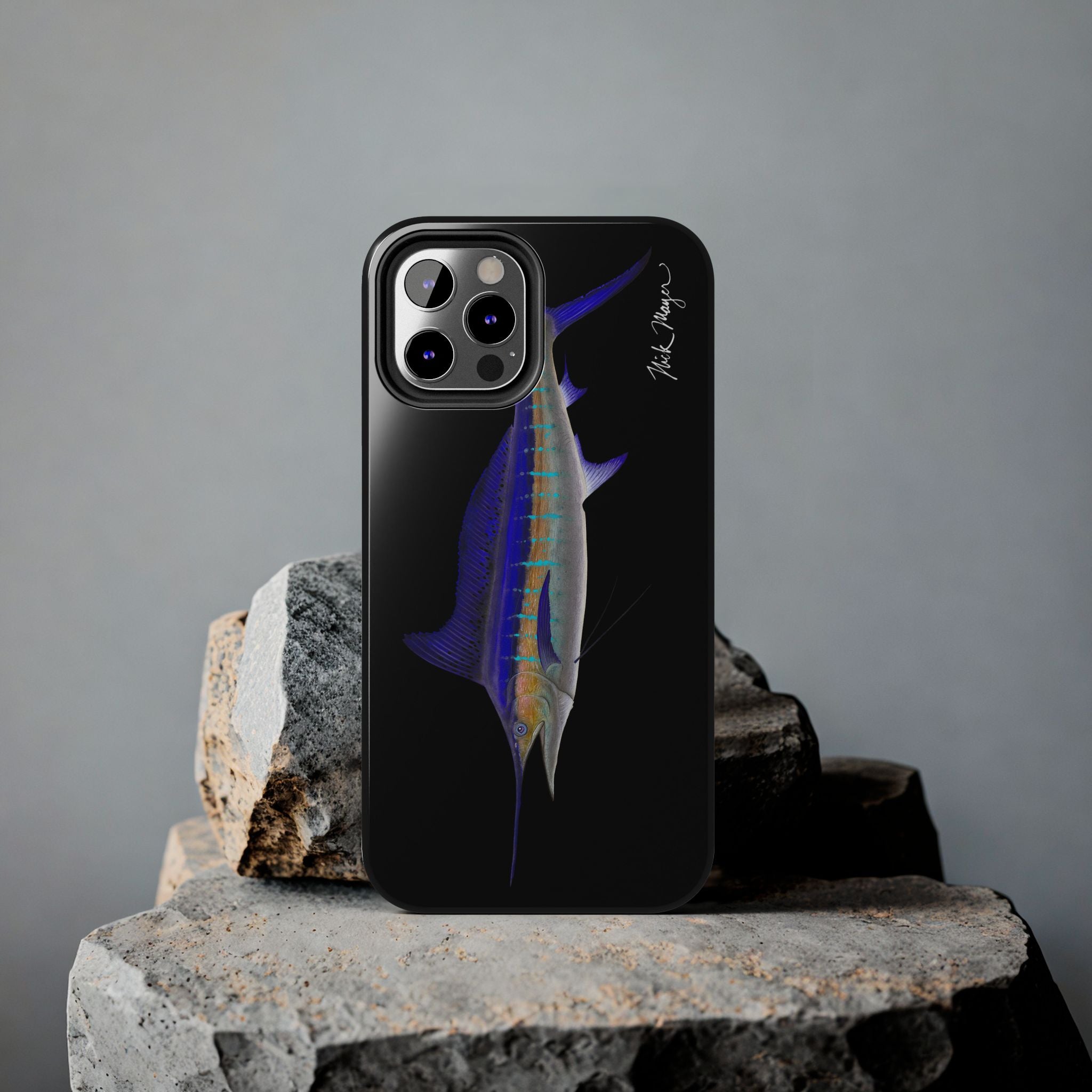 Striped Marlin Black Phone Case (iPhone)