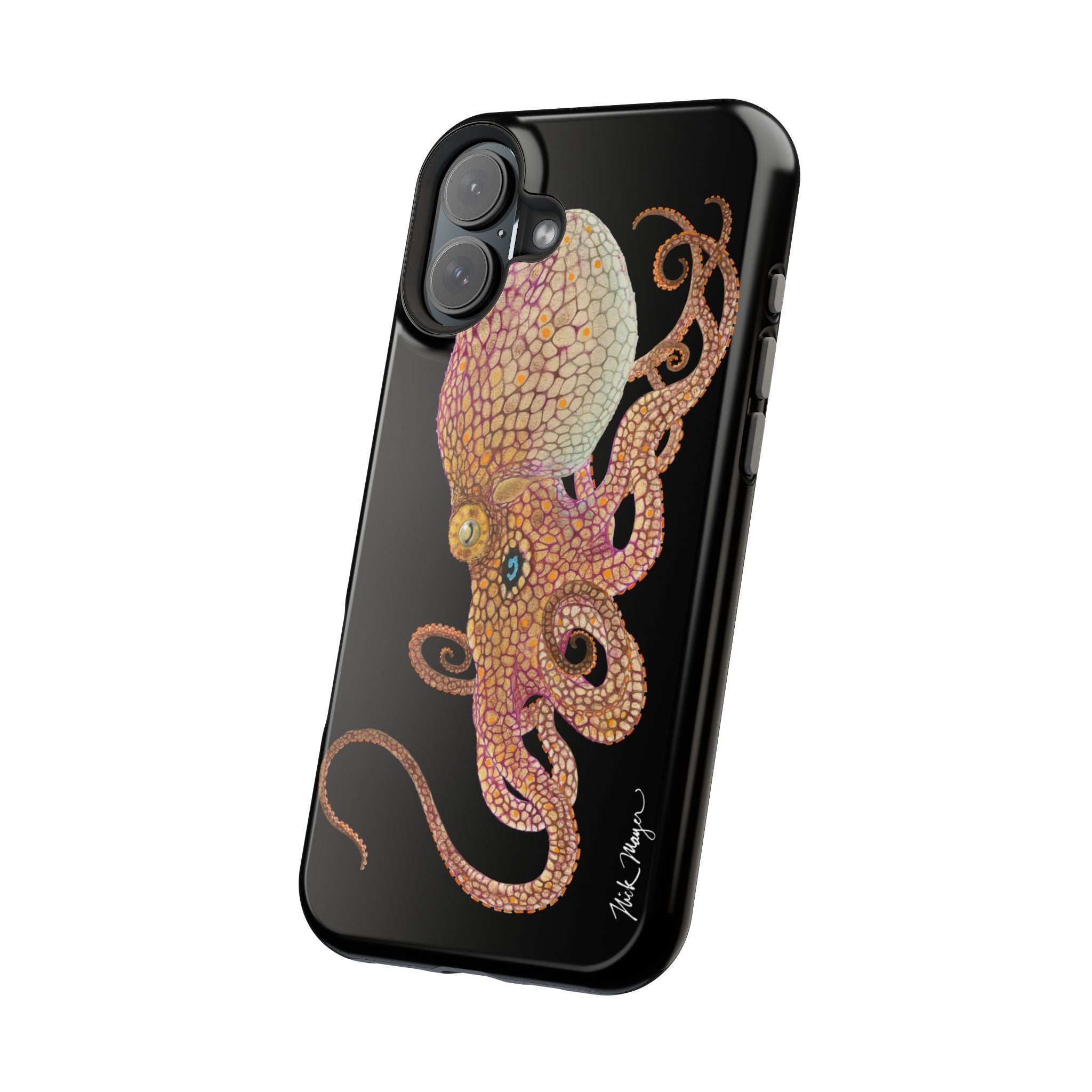 Two Spot Octopus MagSafe Black iPhone Case