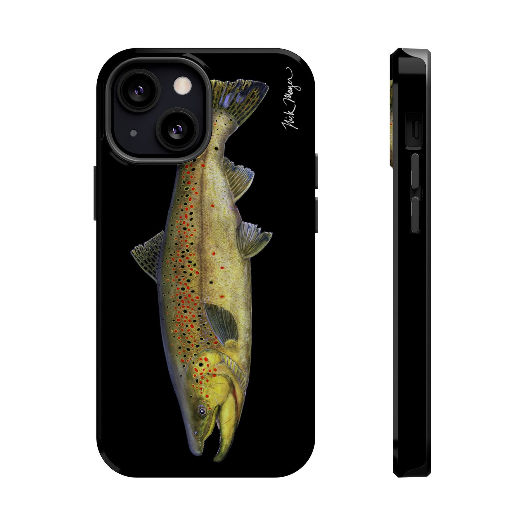 Brown Trout MagSafe Black iPhone Case