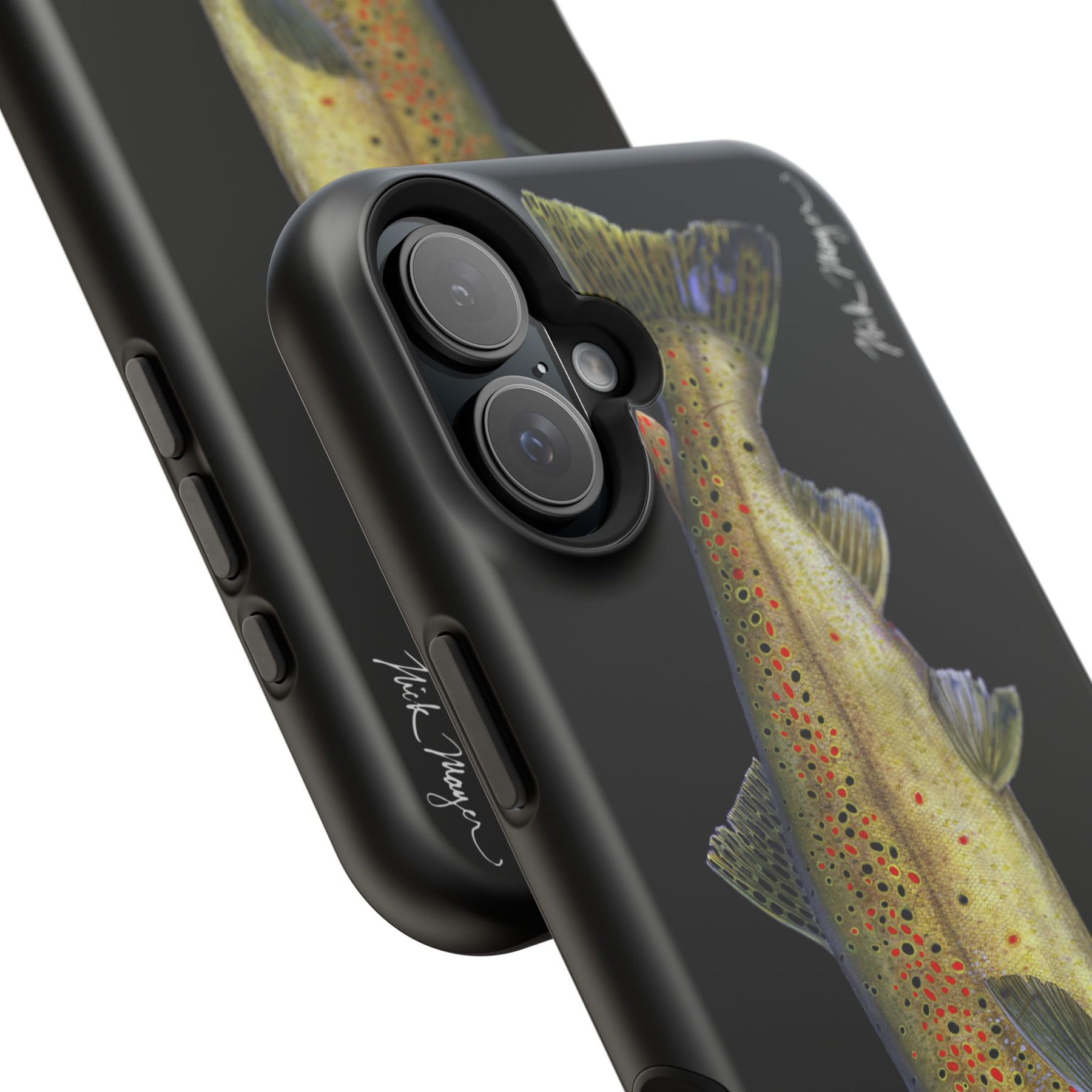 Brown Trout MagSafe Black iPhone Case