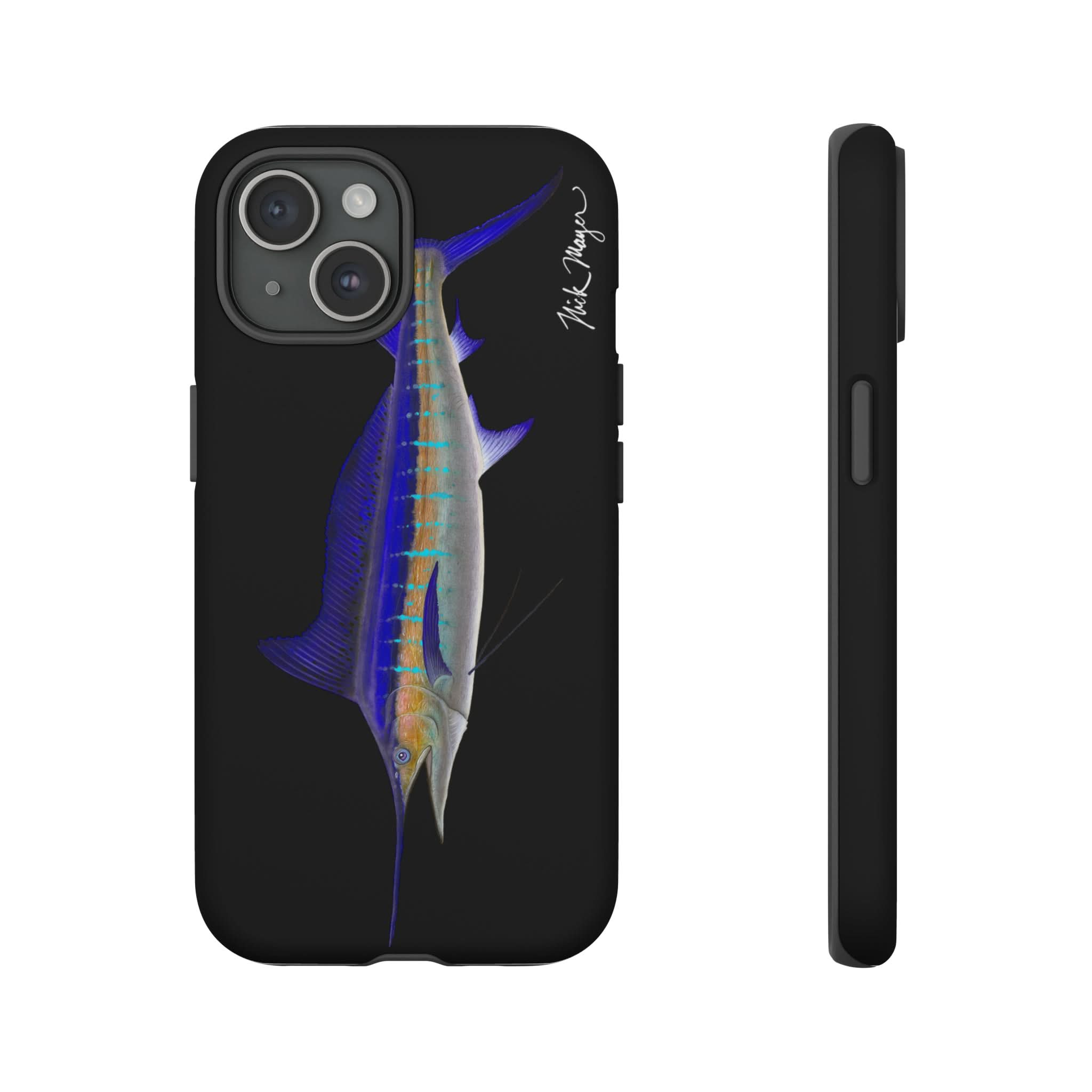 Striped Marlin Black iPhone 15 Case