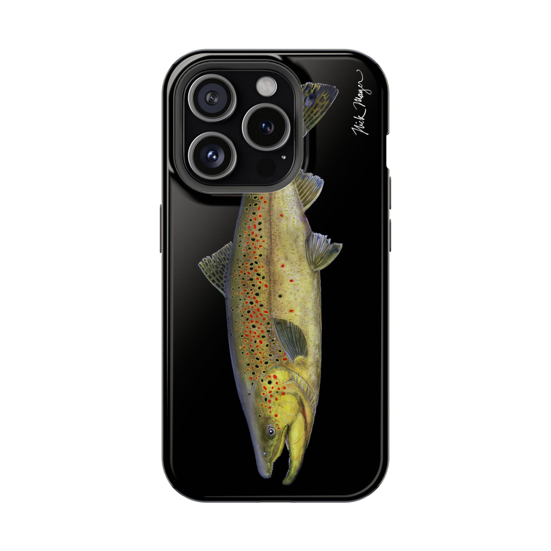 Brown Trout MagSafe Black iPhone Case