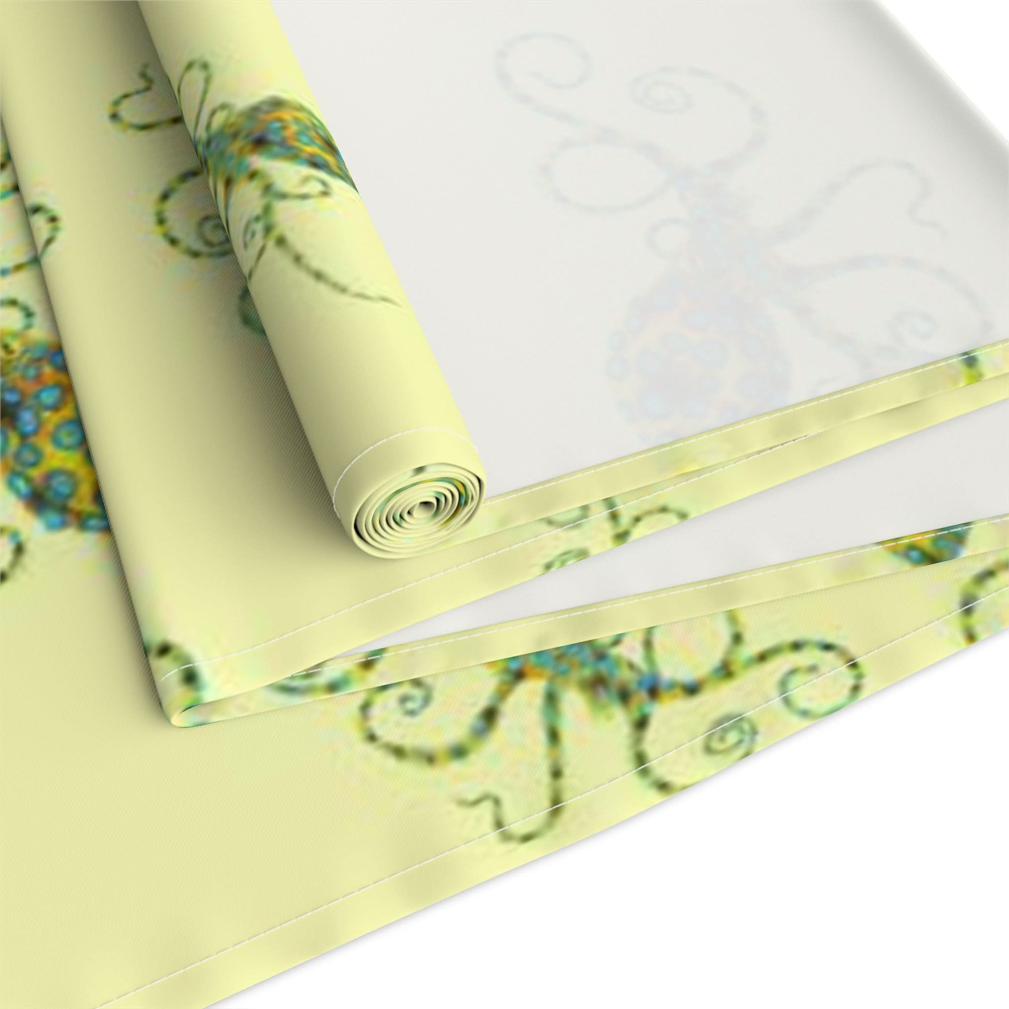 Yellow Octopus Cotton Table Runner