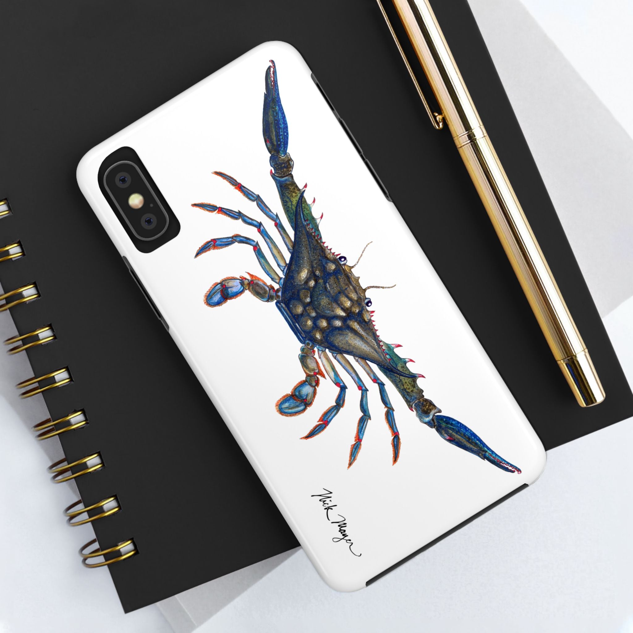 Blue Crab White Phone Case (iPhone)