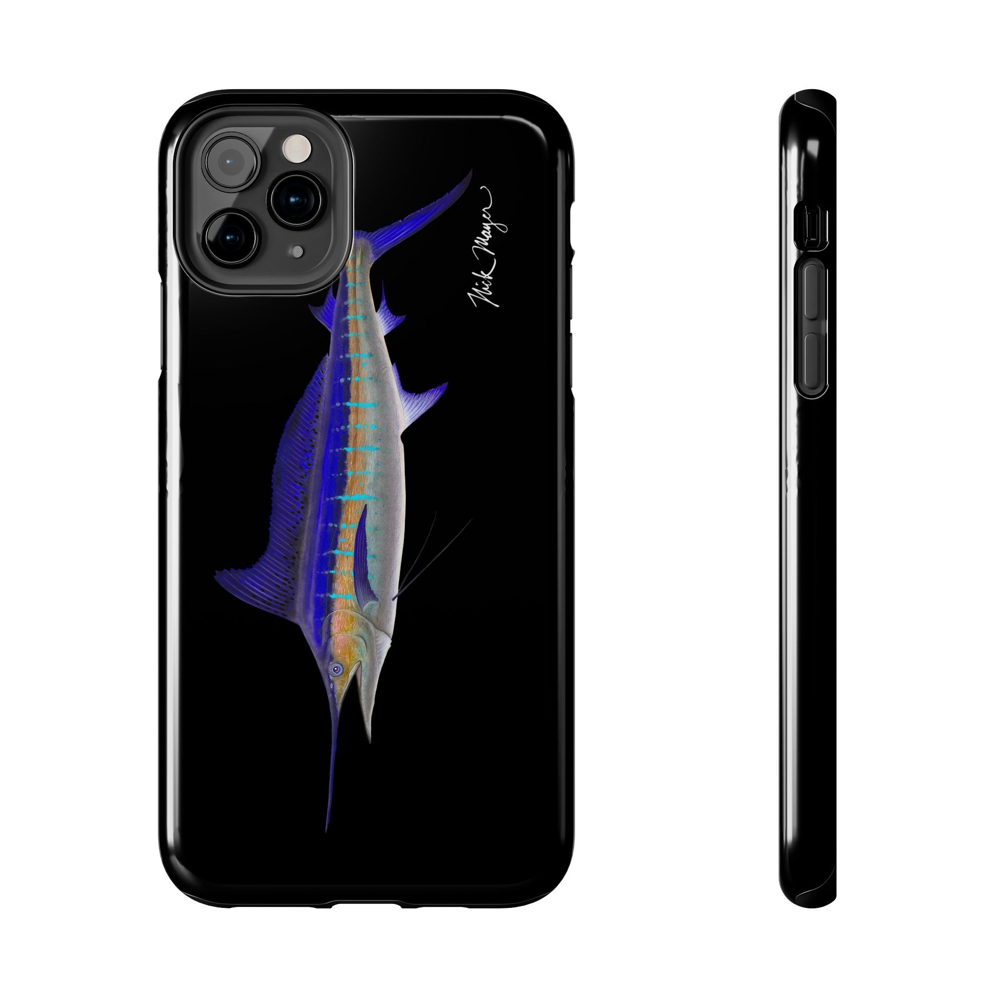 Striped Marlin Black Phone Case (iPhone)