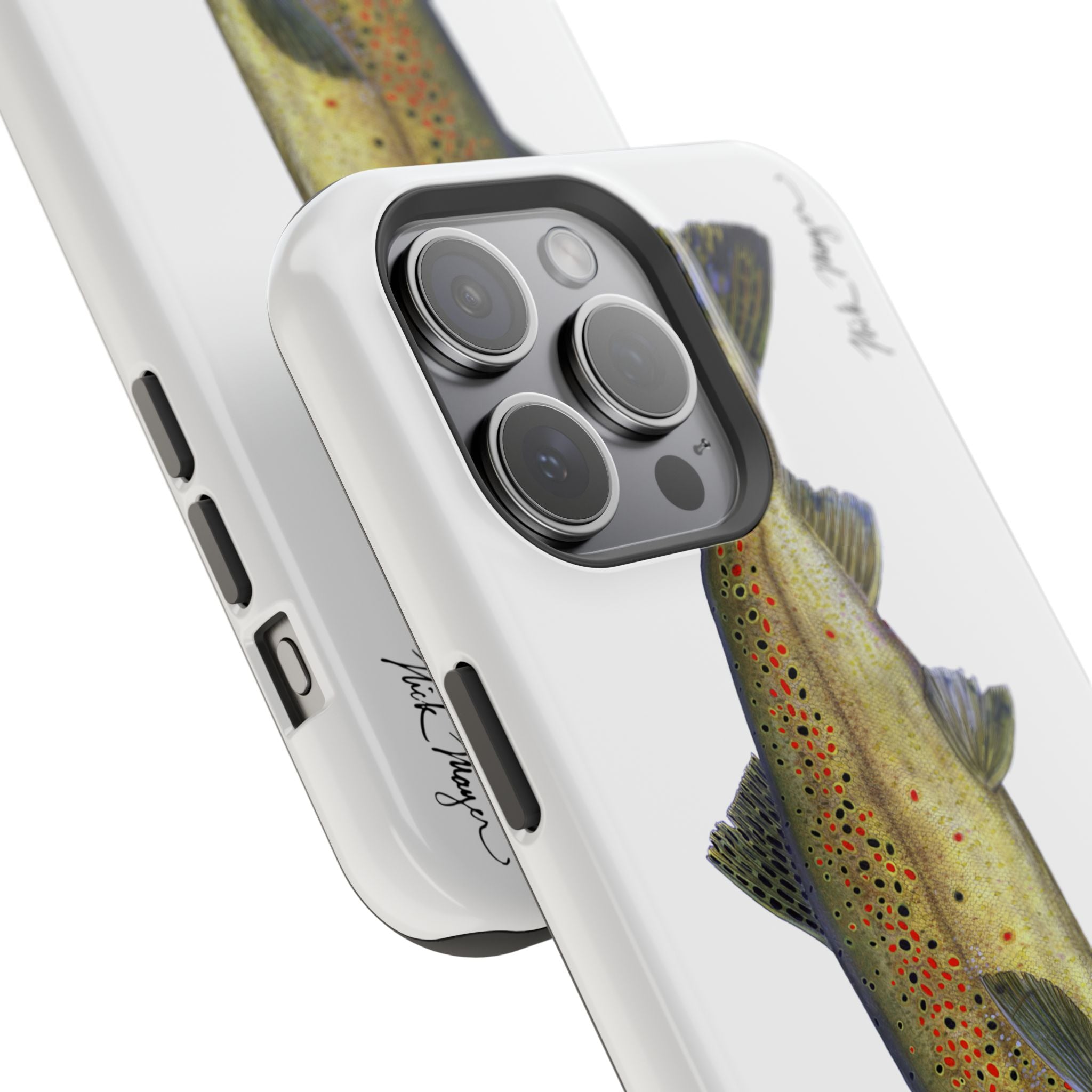 Brown Trout MagSafe White iPhone Case