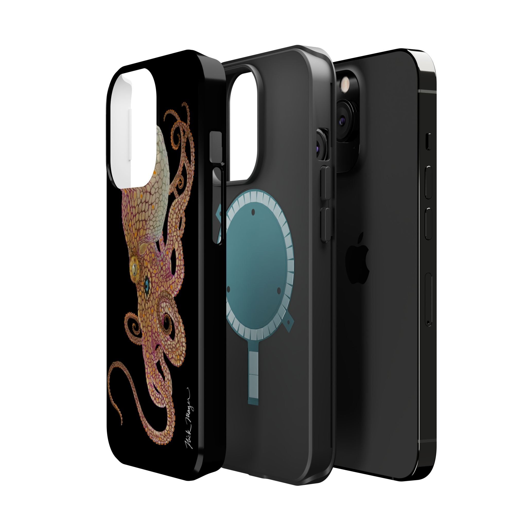 Two Spot Octopus MagSafe Black iPhone Case