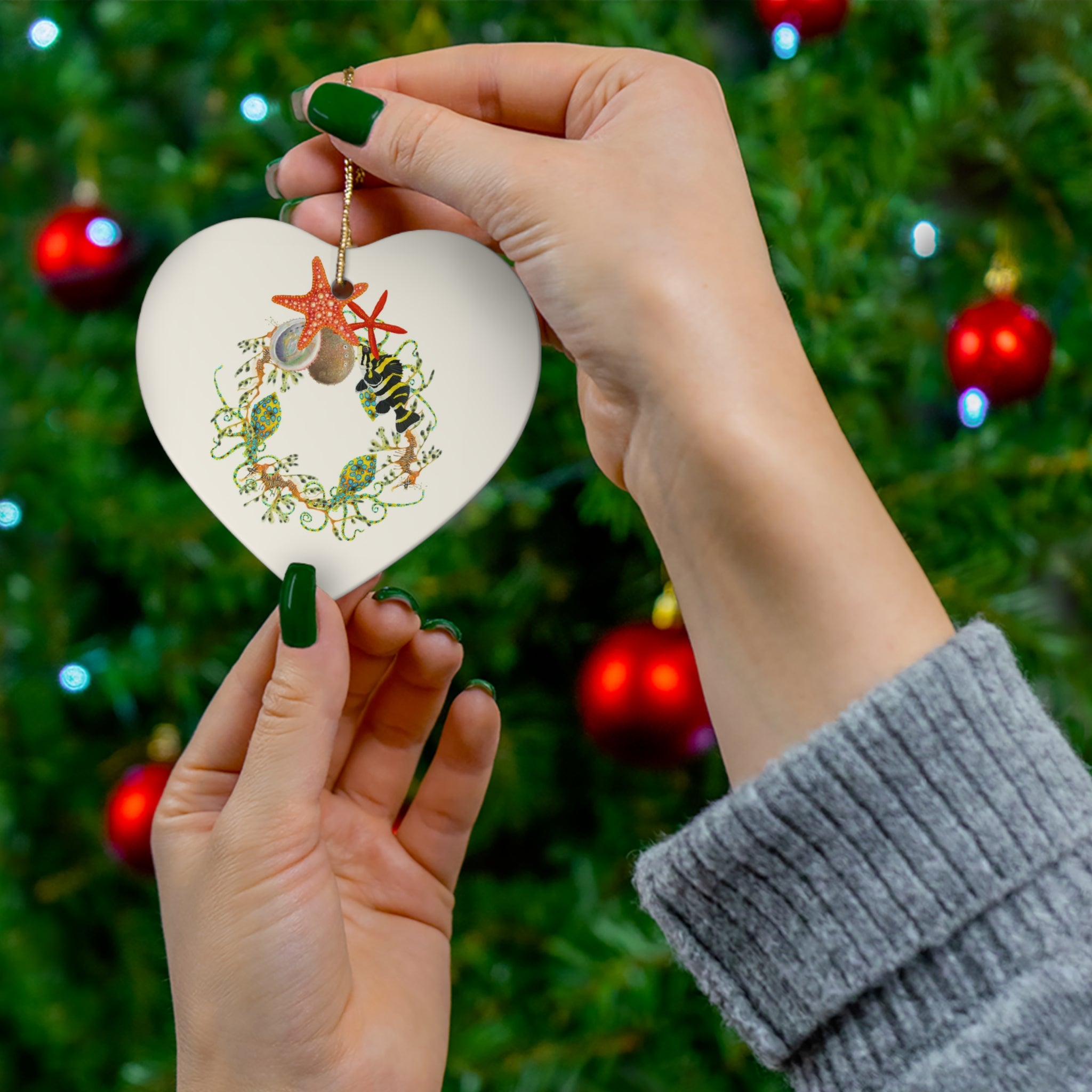 Nautical Wreath Ceramic Ornament