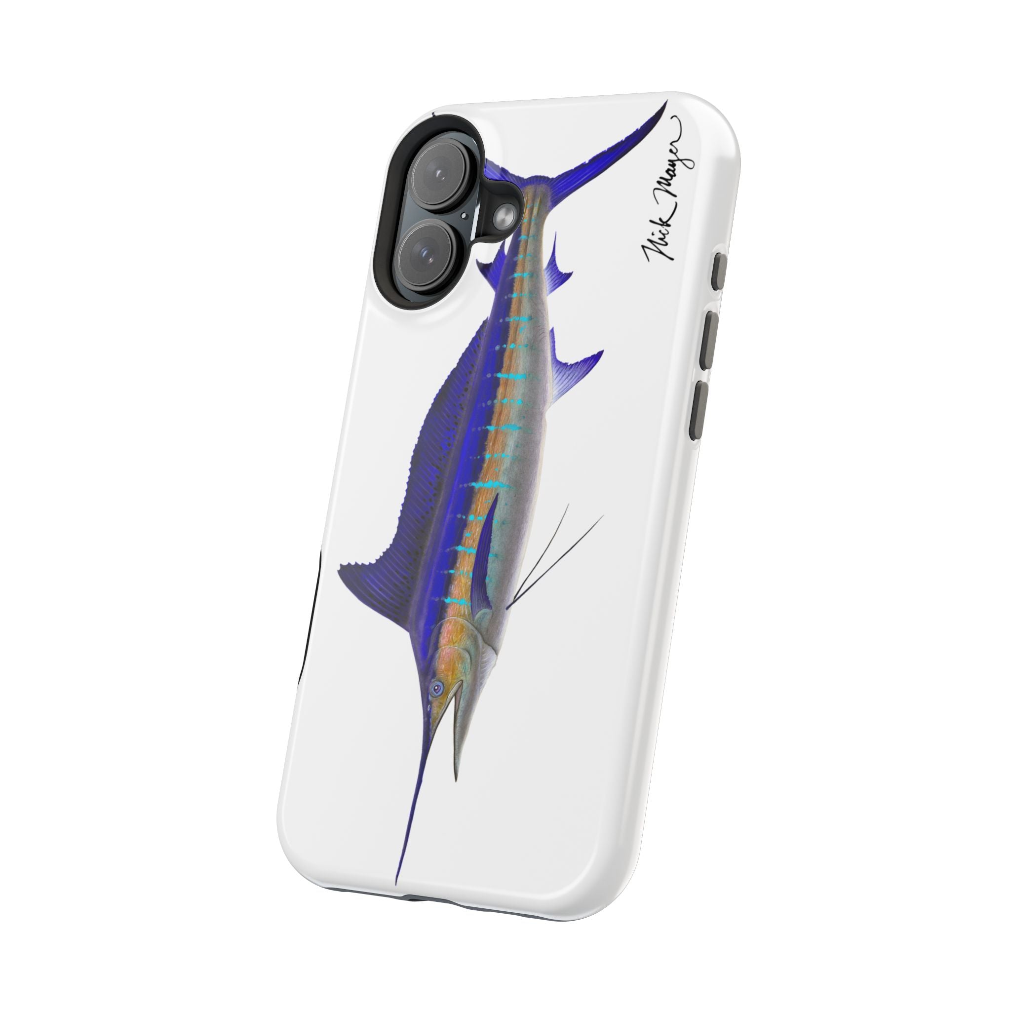 Striped Marlin MagSafe White iPhone Case