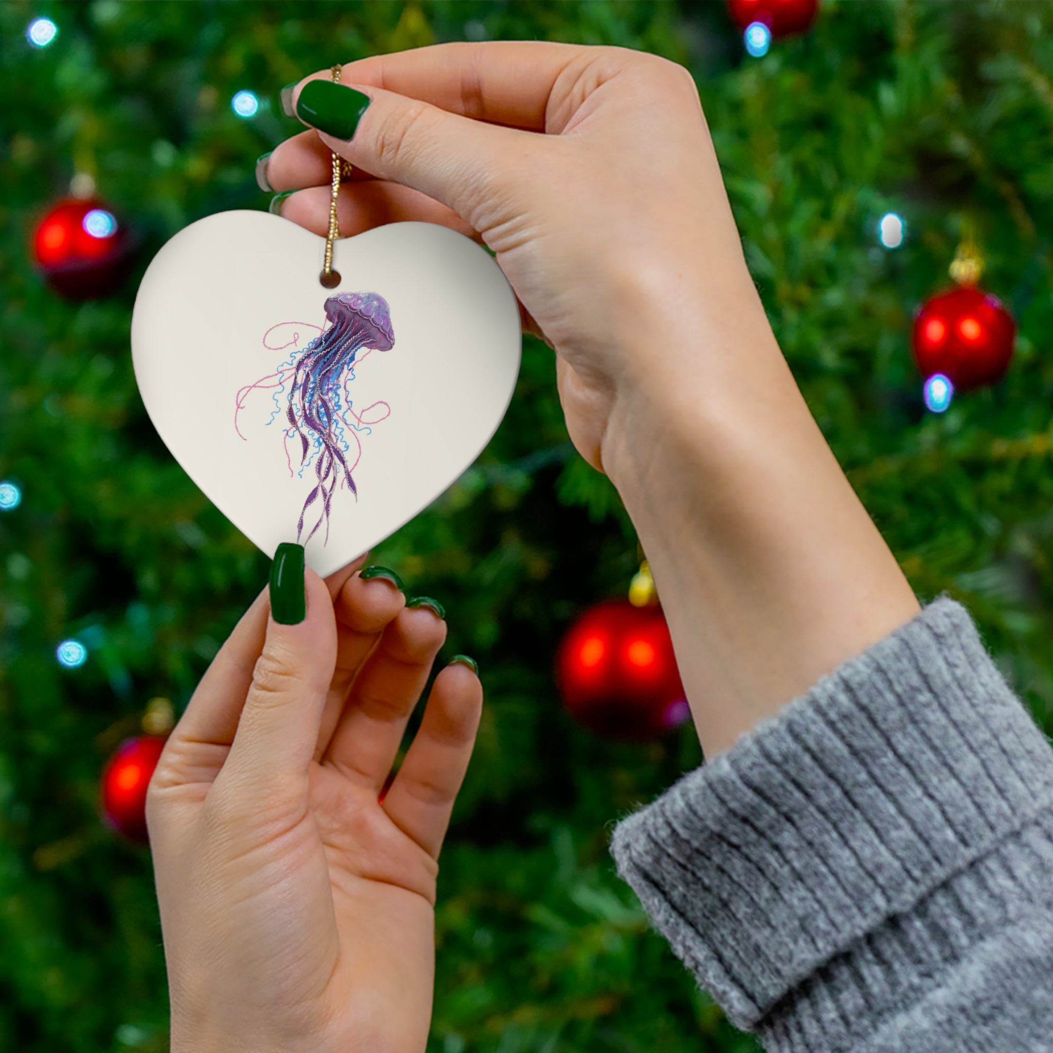 Purple Jellyfish 2 Ceramic Ornament