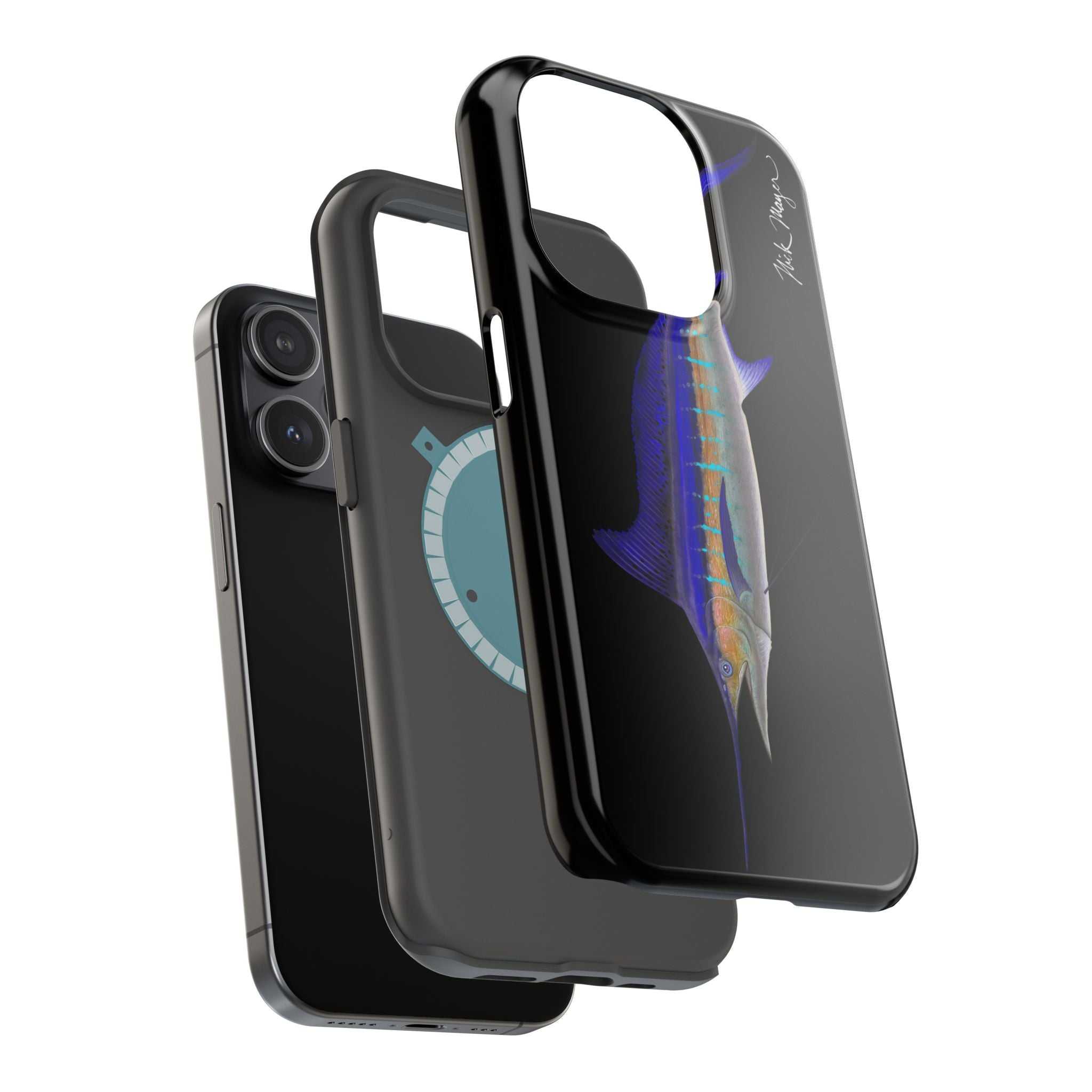 Striped Marlin MagSafe Black iPhone Case