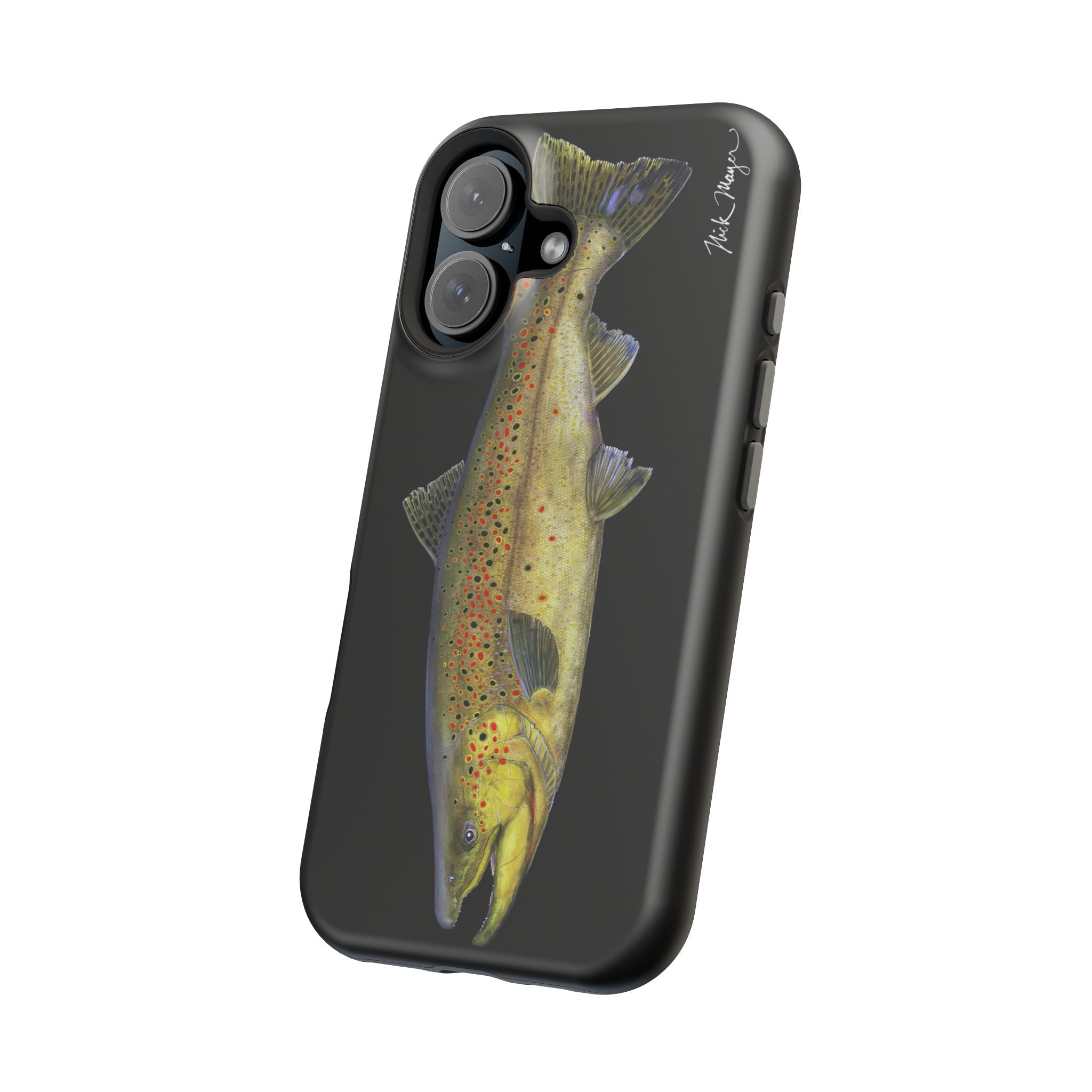 Brown Trout MagSafe Black iPhone Case