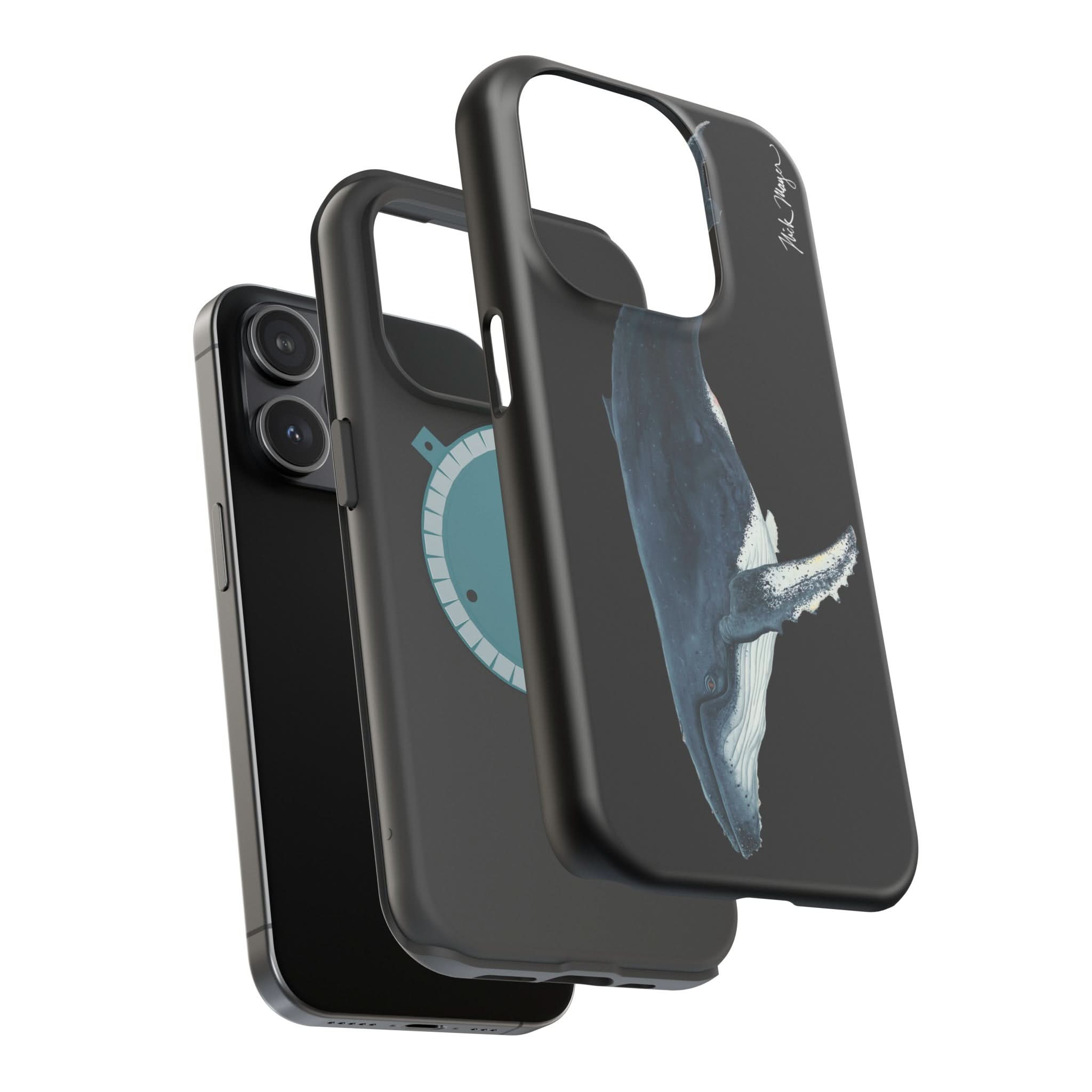 Humpback Whale MagSafe Black iPhone Case