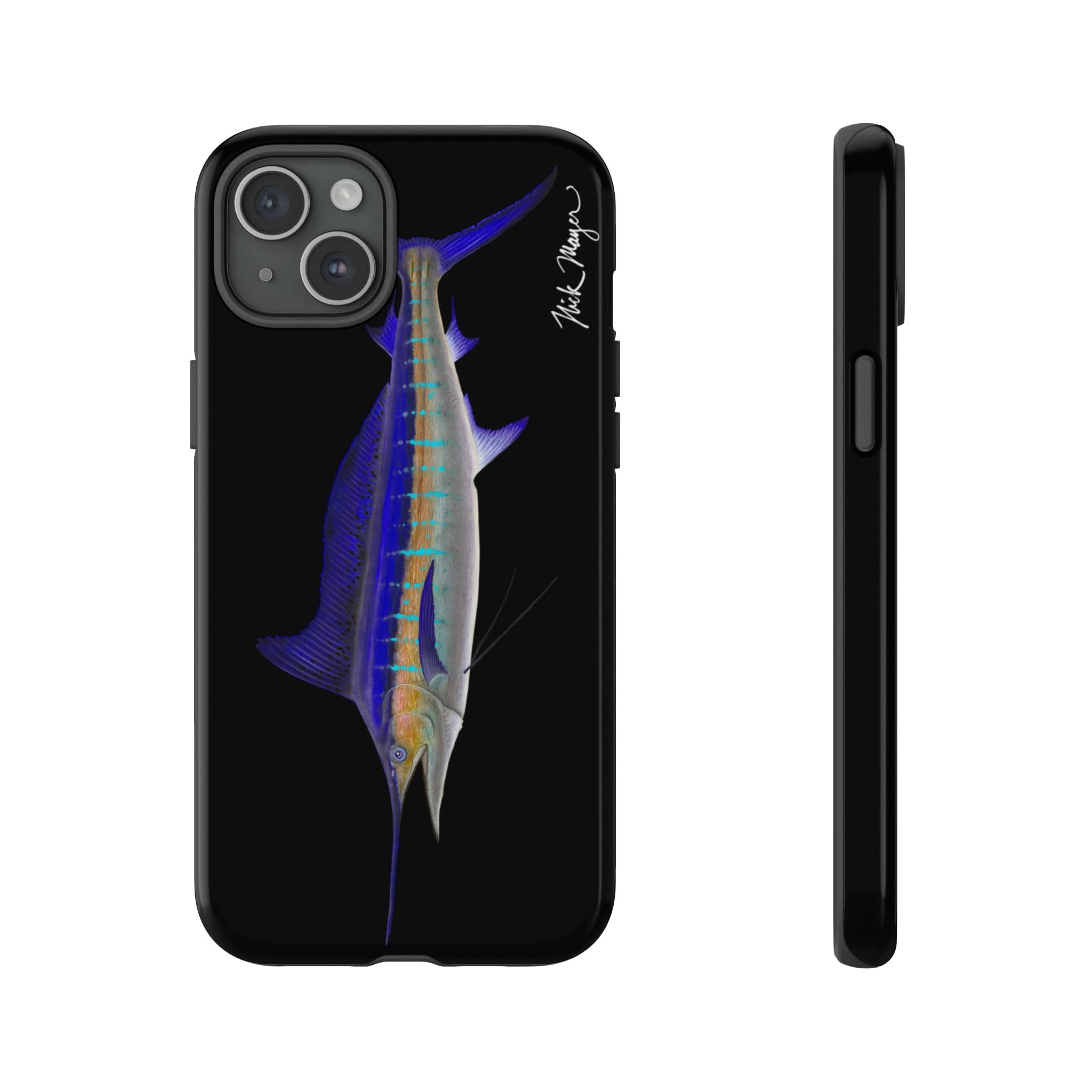 Striped Marlin Black iPhone 15 Case