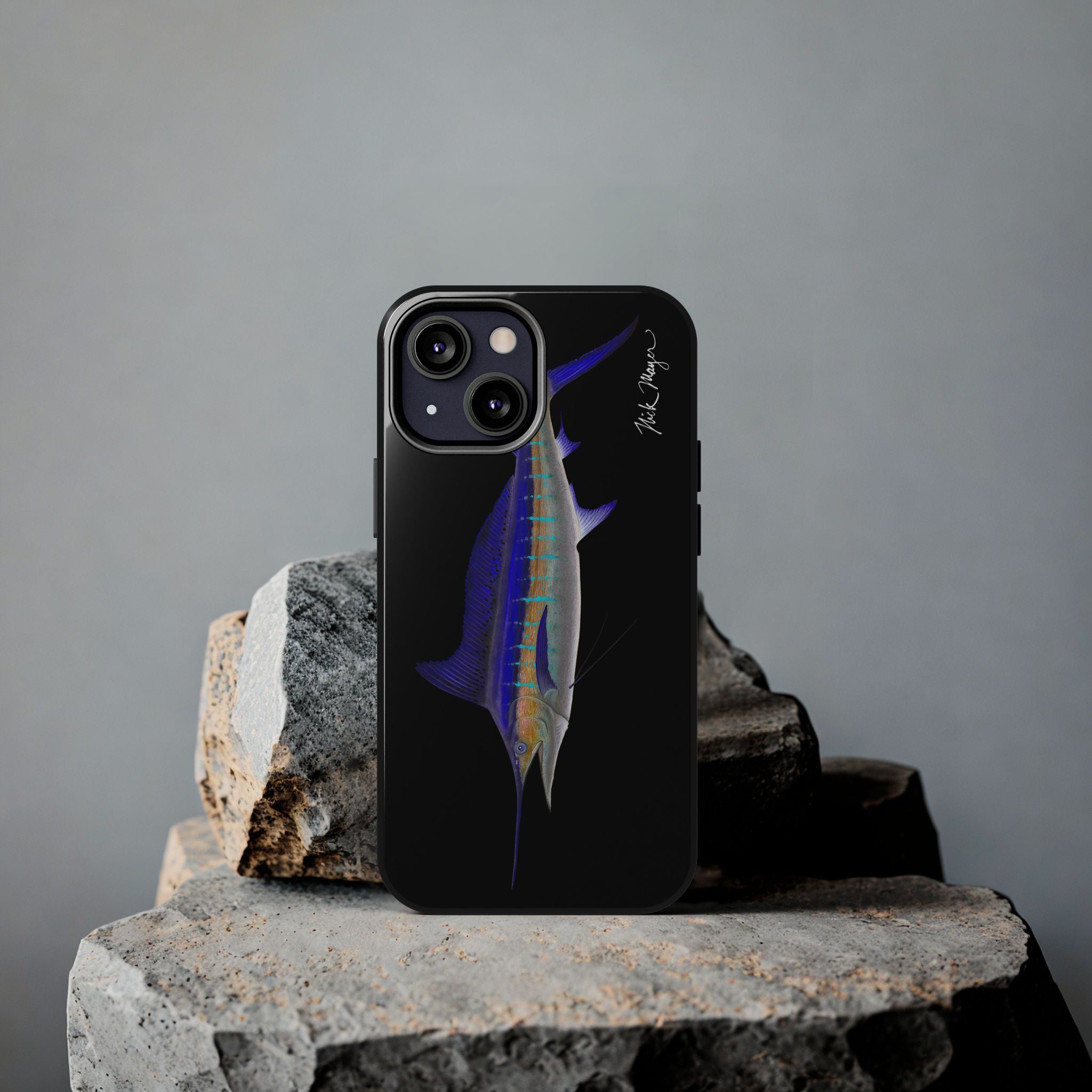 Striped Marlin Black Phone Case (iPhone)