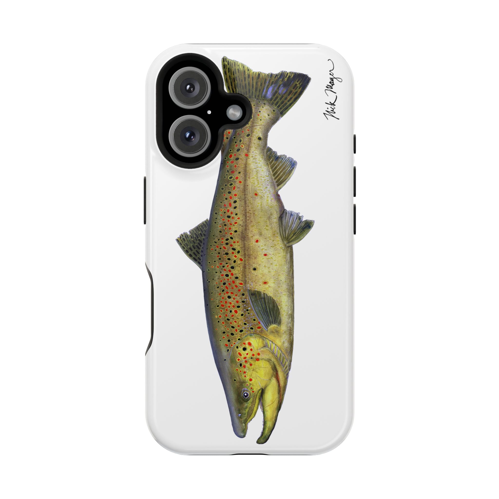 Brown Trout MagSafe White iPhone Case