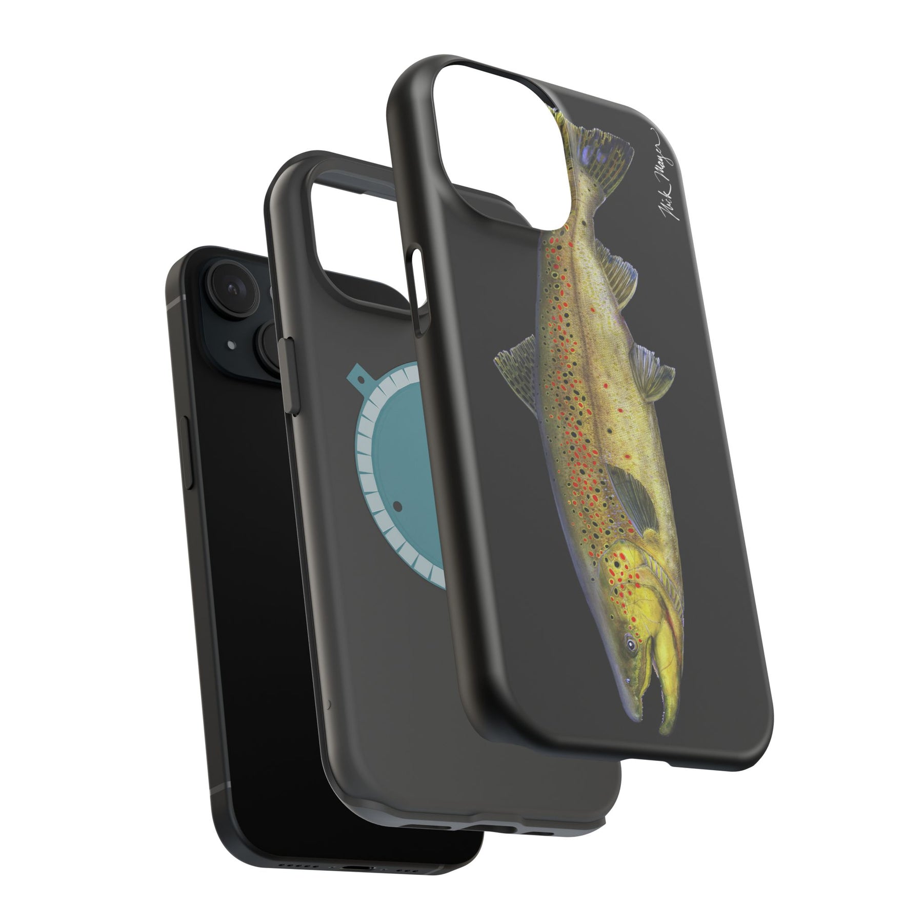 Brown Trout MagSafe Black iPhone Case