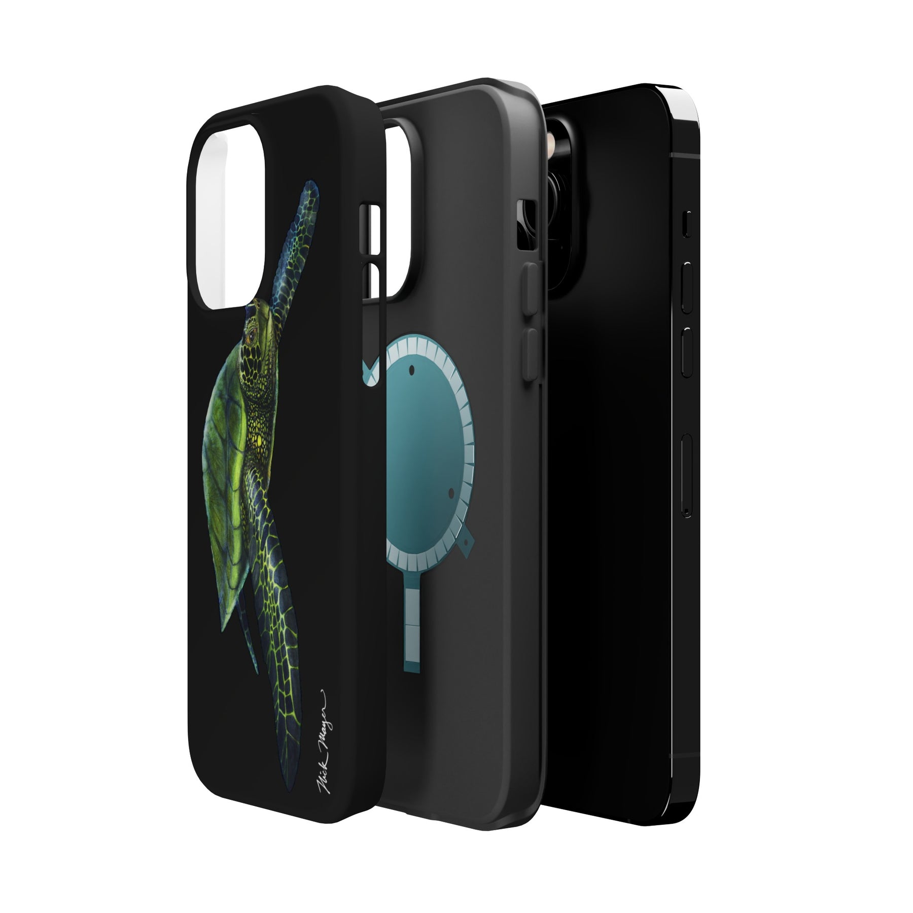 Green Sea Turtle MagSafe Black iPhone Case