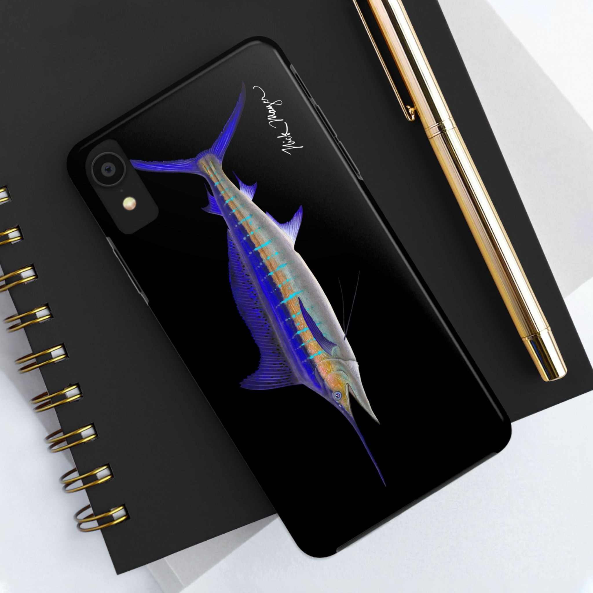 Striped Marlin Black Phone Case (iPhone)