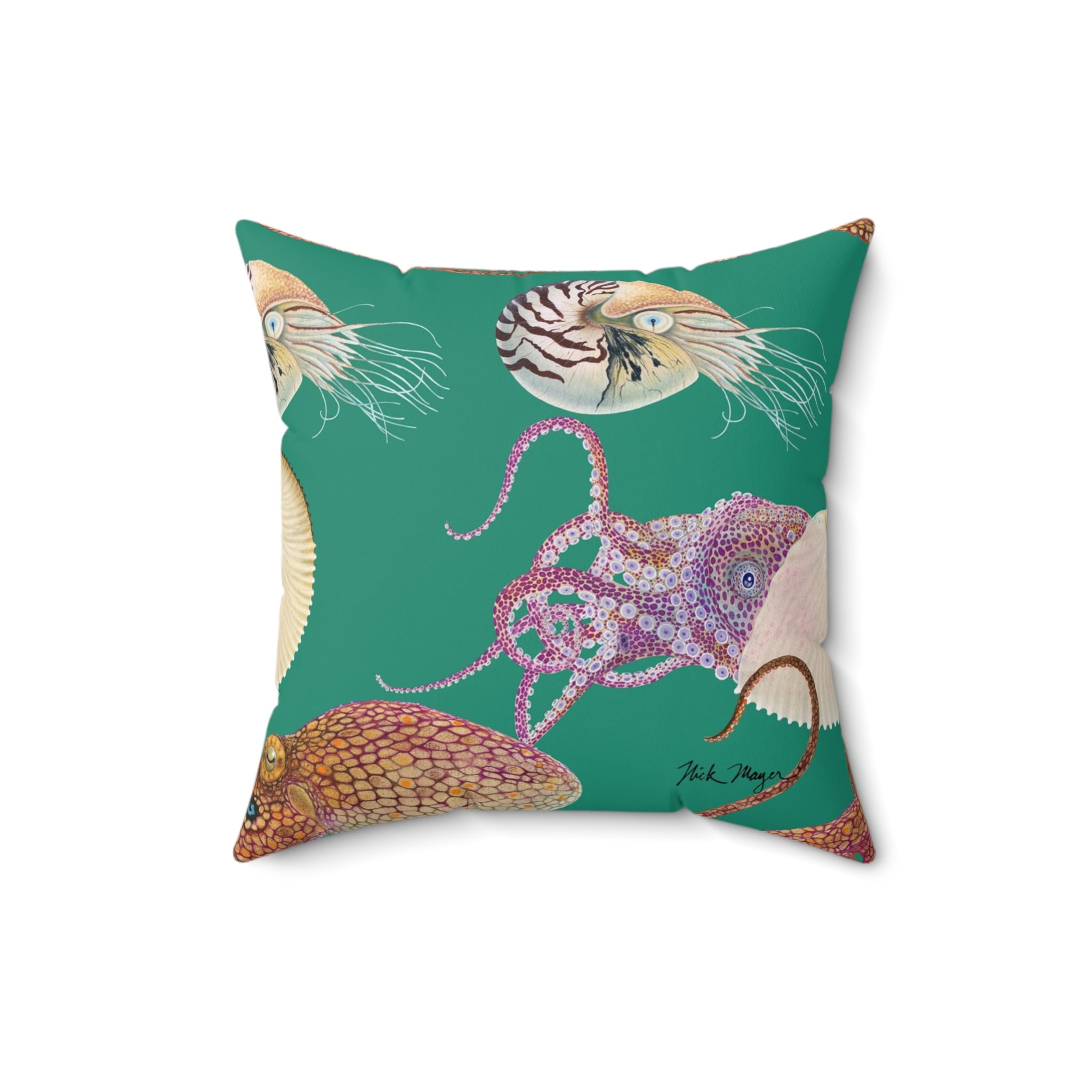 Green Tentacles Square Pillow