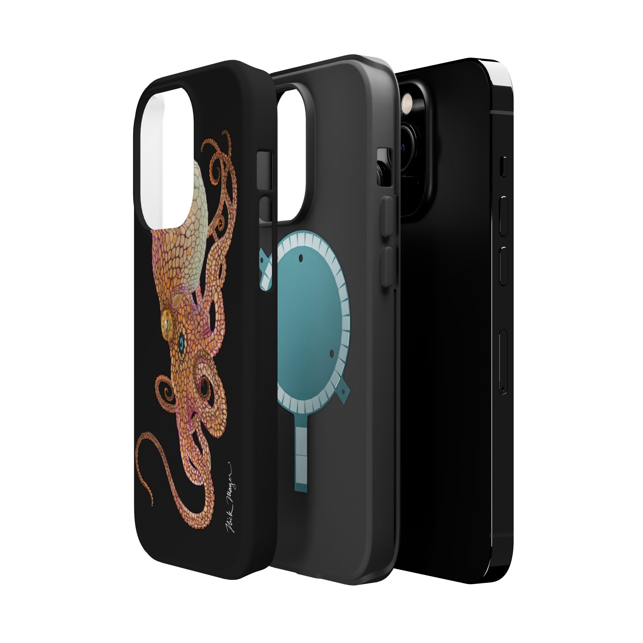 Two Spot Octopus MagSafe Black iPhone Case