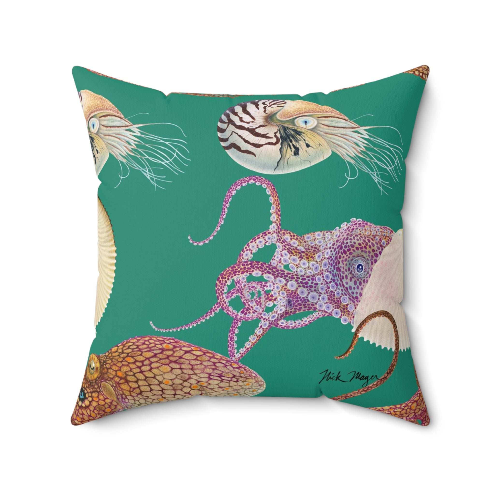 Green Tentacles Square Pillow