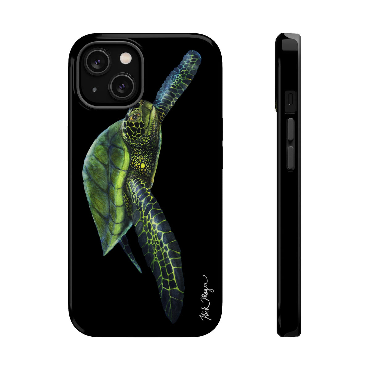 Green Sea Turtle MagSafe Black iPhone Case