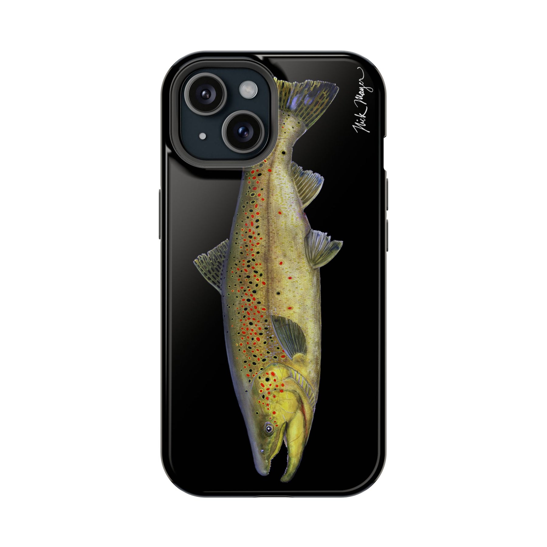 Brown Trout MagSafe Black iPhone Case