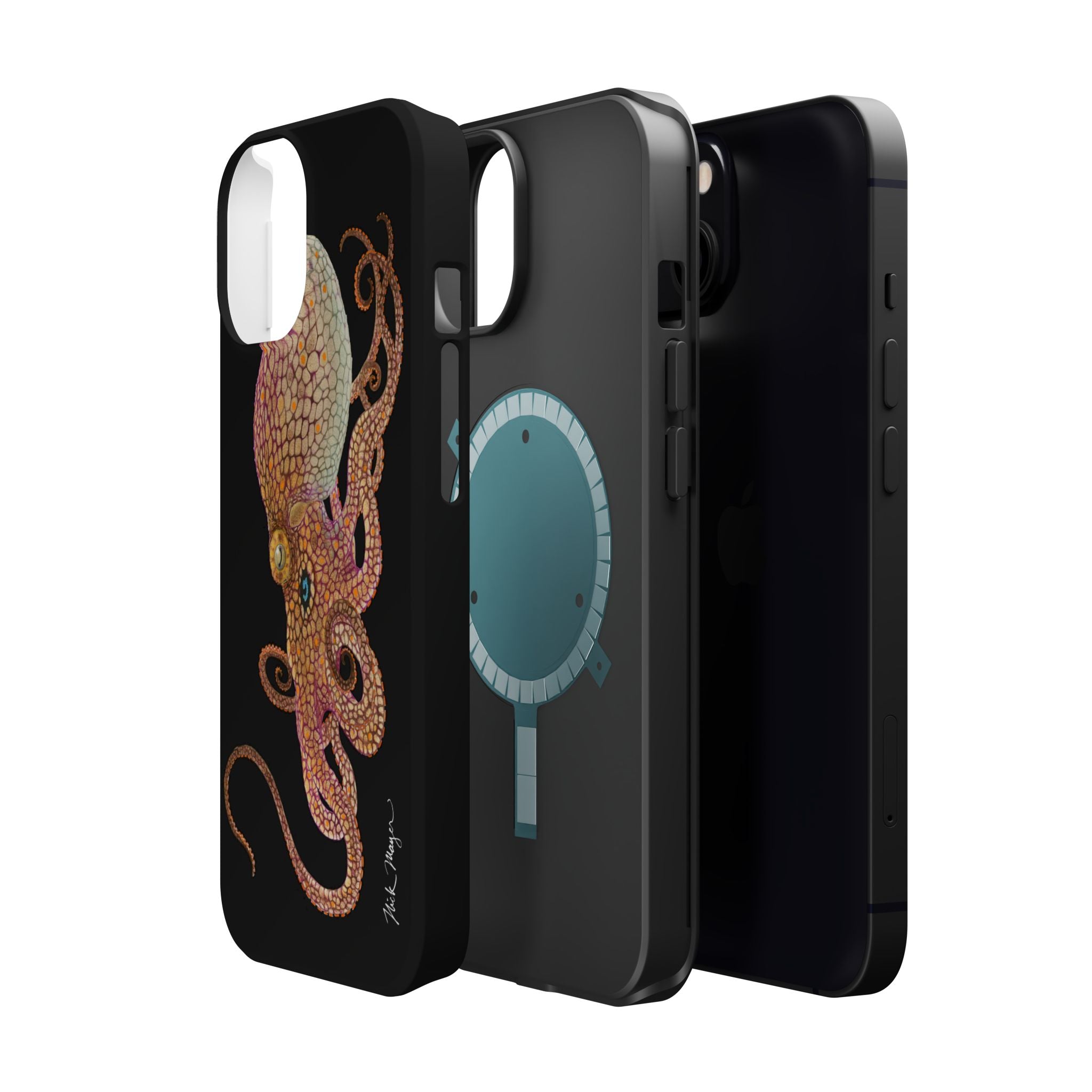 Two Spot Octopus MagSafe Black iPhone Case