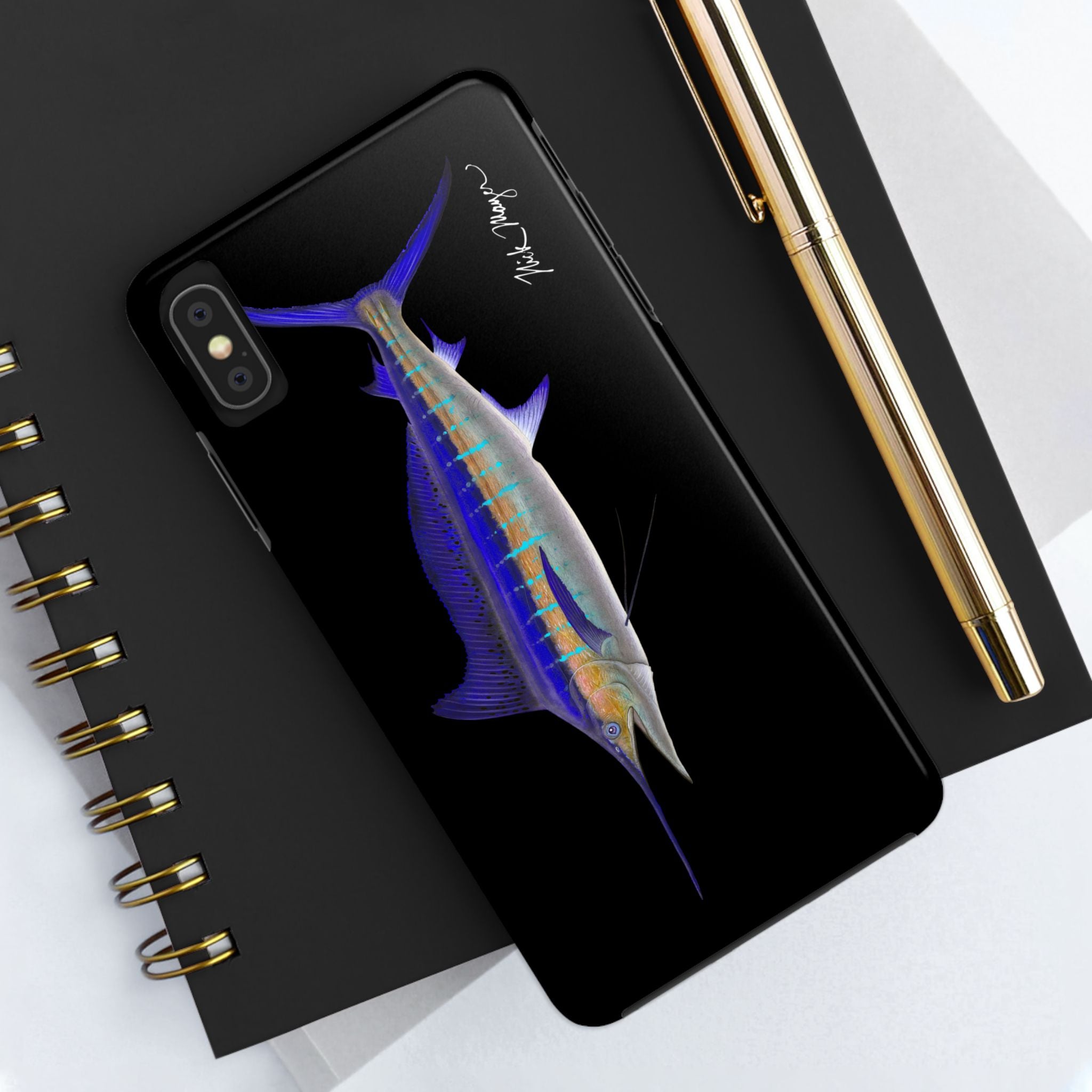 Striped Marlin Black Phone Case (iPhone)