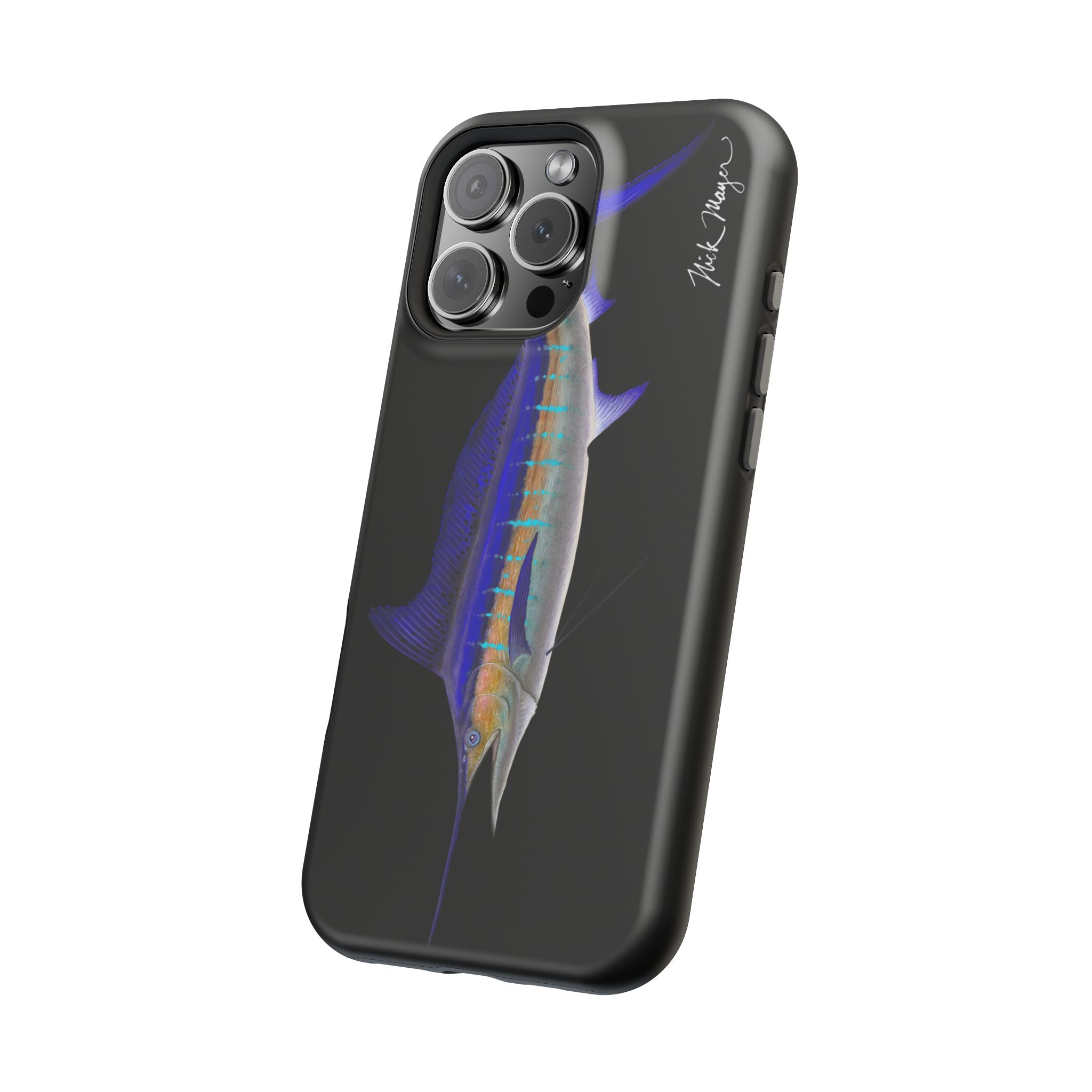 Striped Marlin MagSafe Black iPhone Case