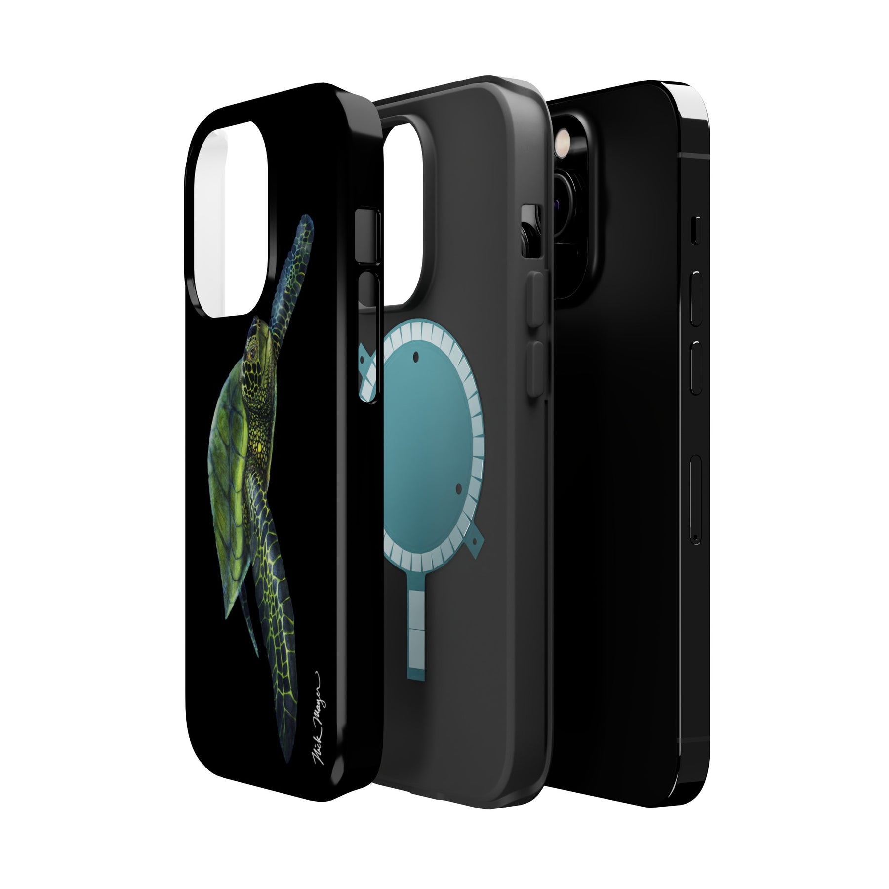 Green Sea Turtle MagSafe Black iPhone Case