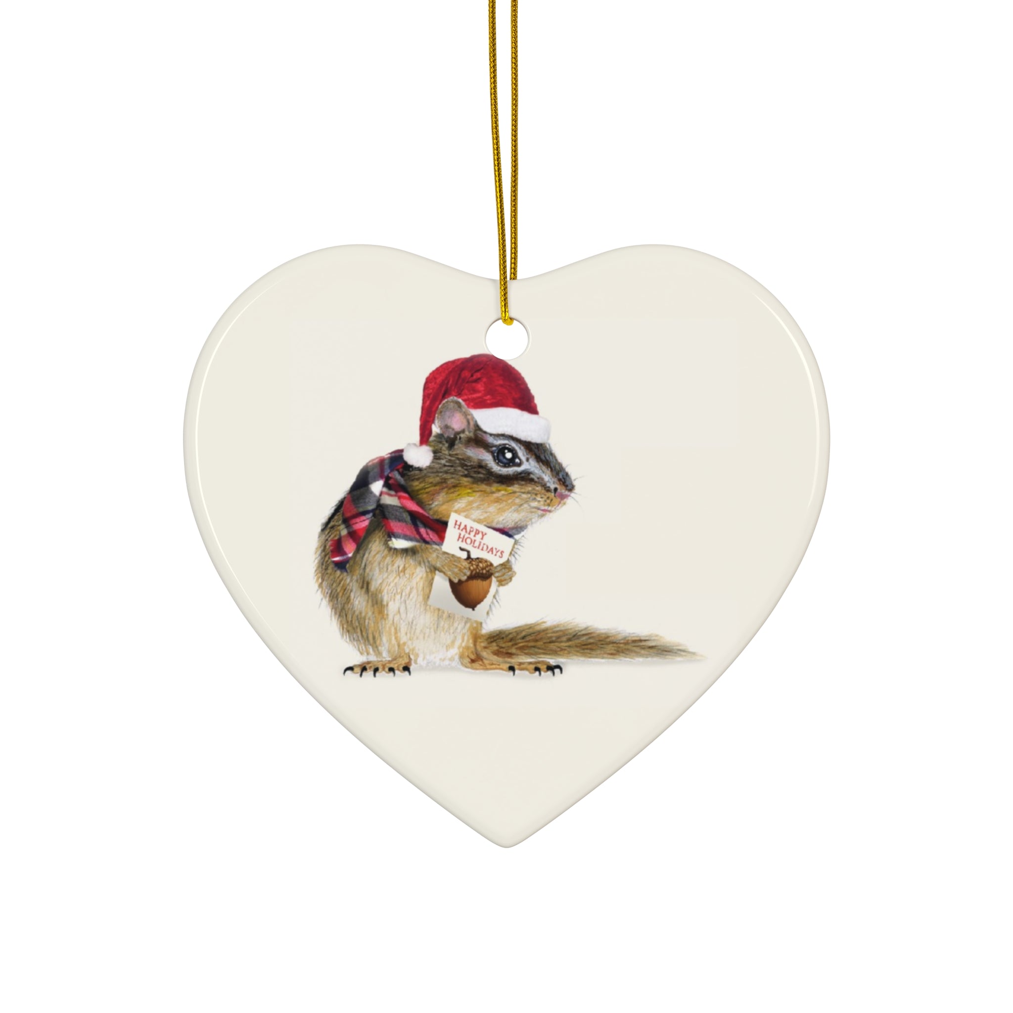 Holiday Chipmunk Ceramic Ornament