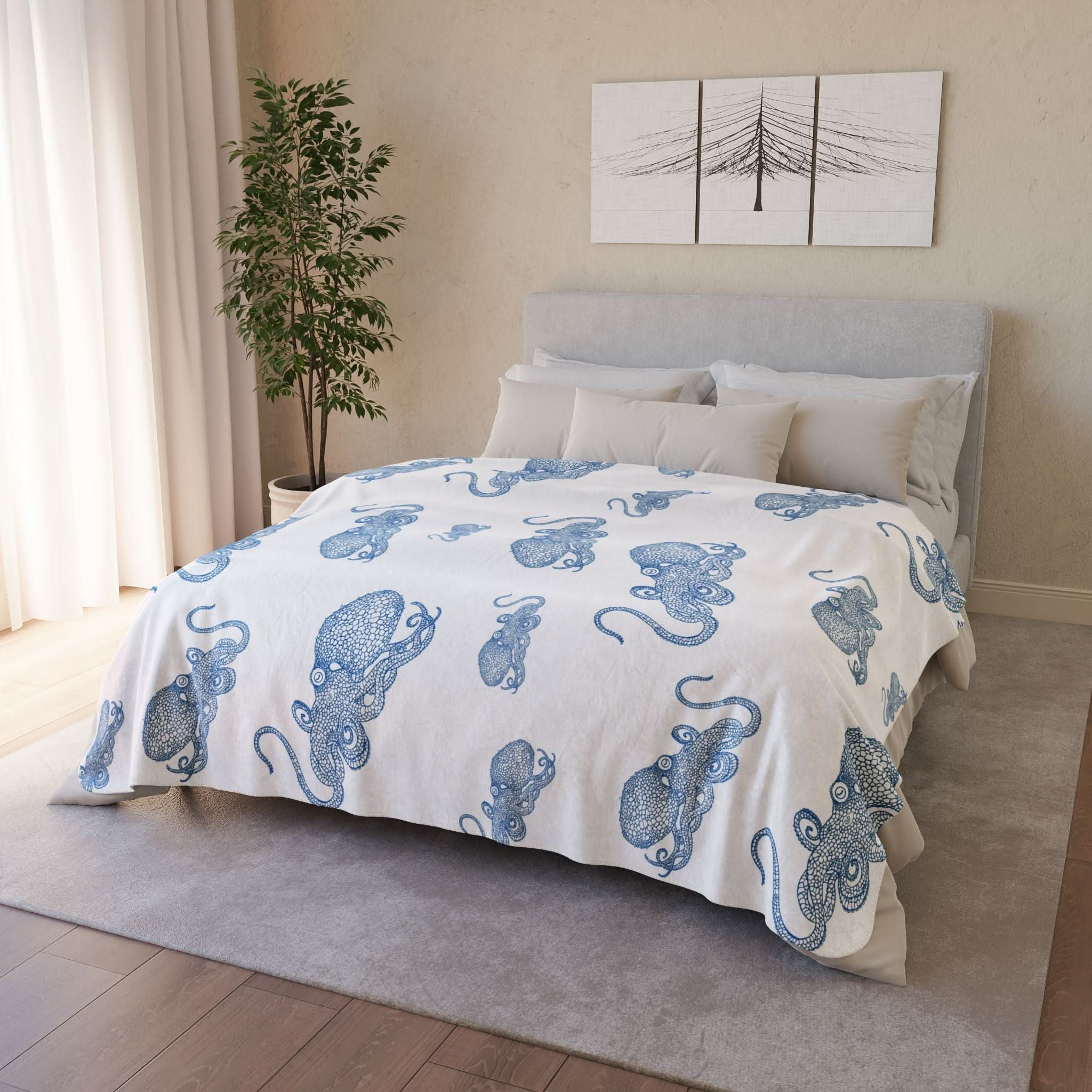 Blue Octopus Super Soft Sherpa Blanket