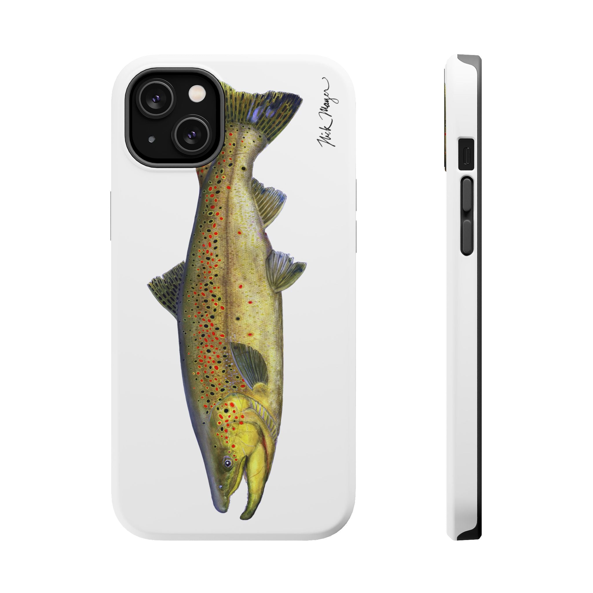 Brown Trout MagSafe White iPhone Case