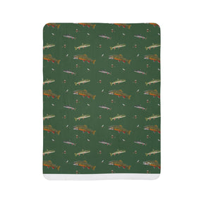 Brook Trout & Mayflies Super Soft Fleece Sherpa Blanket