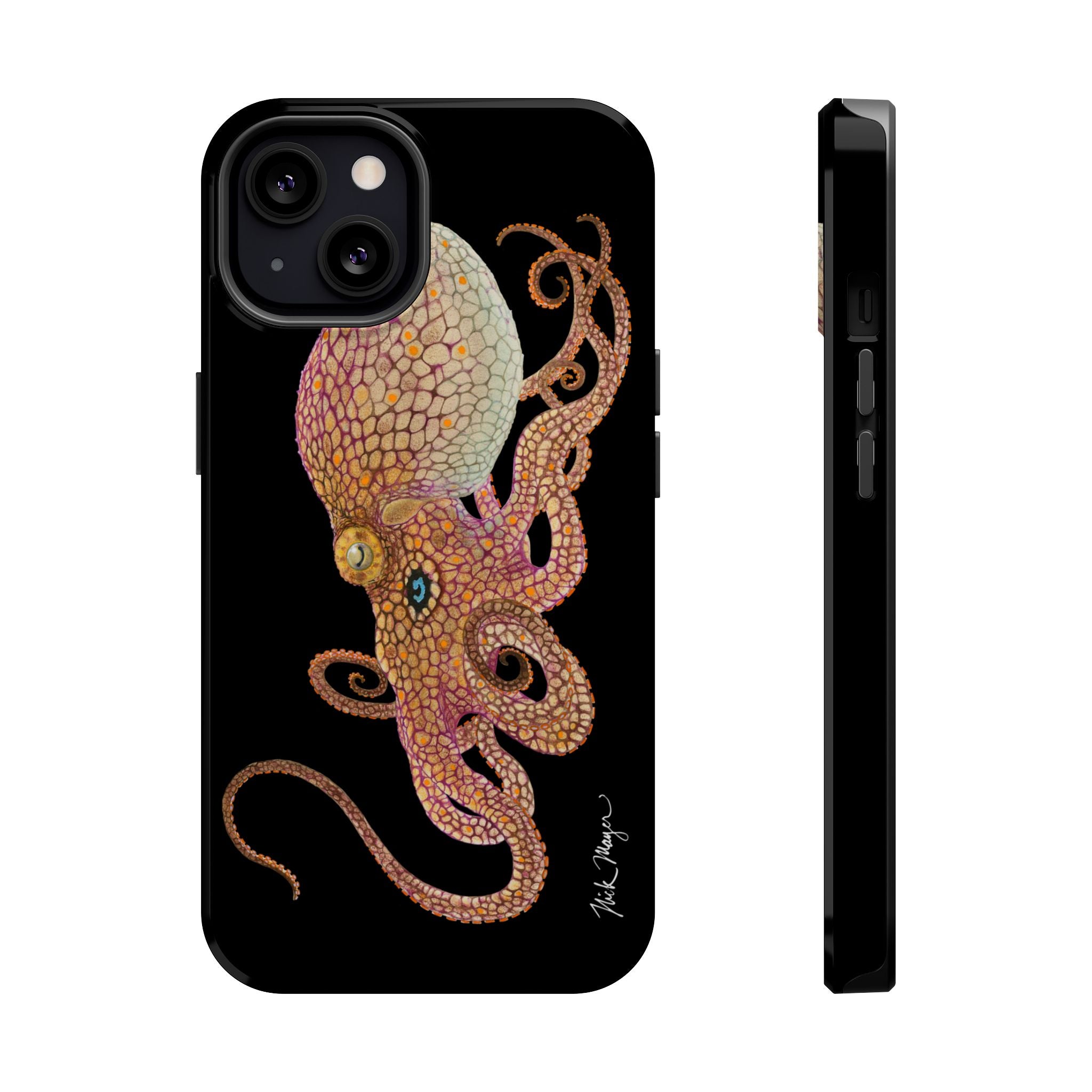 Two Spot Octopus MagSafe Black iPhone Case