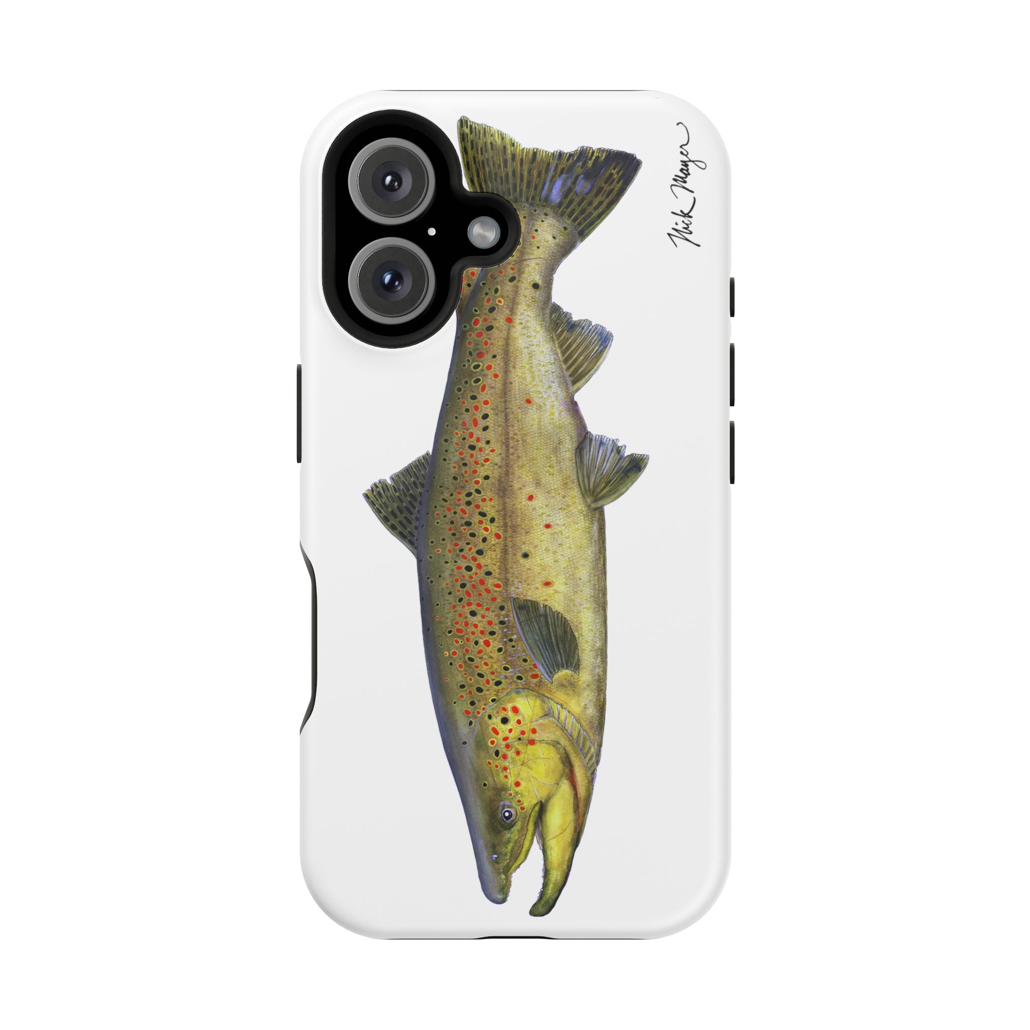 Brown Trout MagSafe White iPhone Case