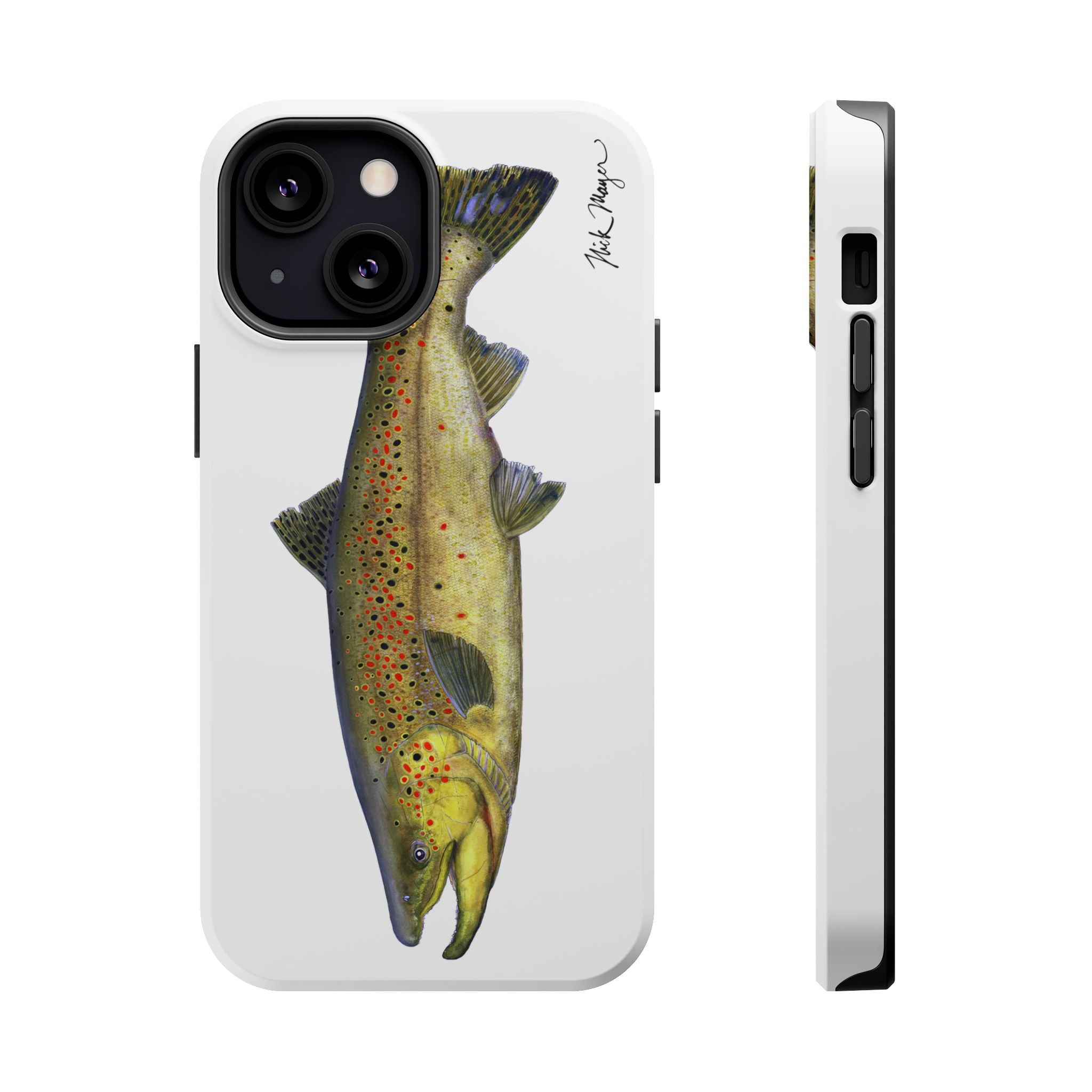 Brown Trout MagSafe White iPhone Case