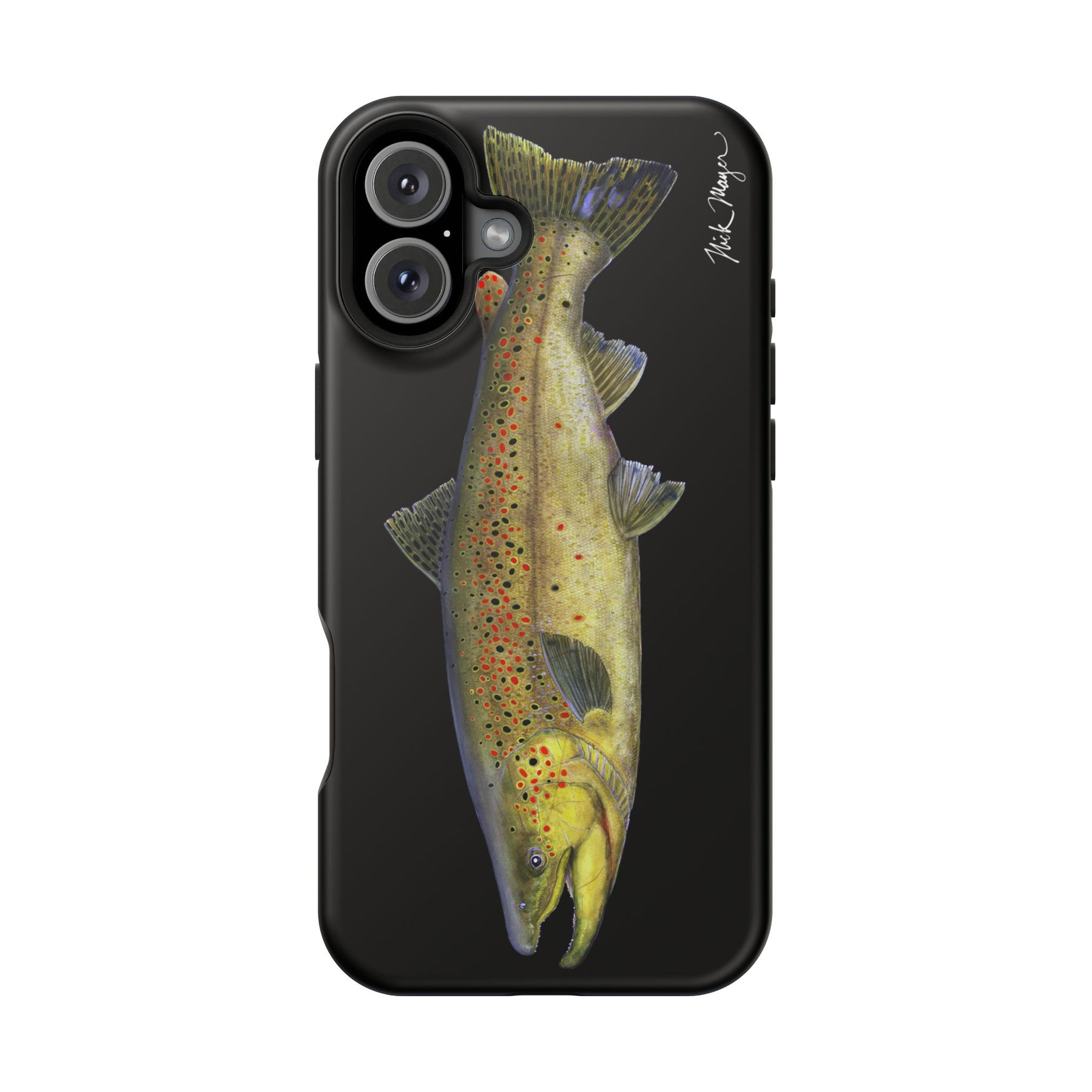 Brown Trout MagSafe Black iPhone Case