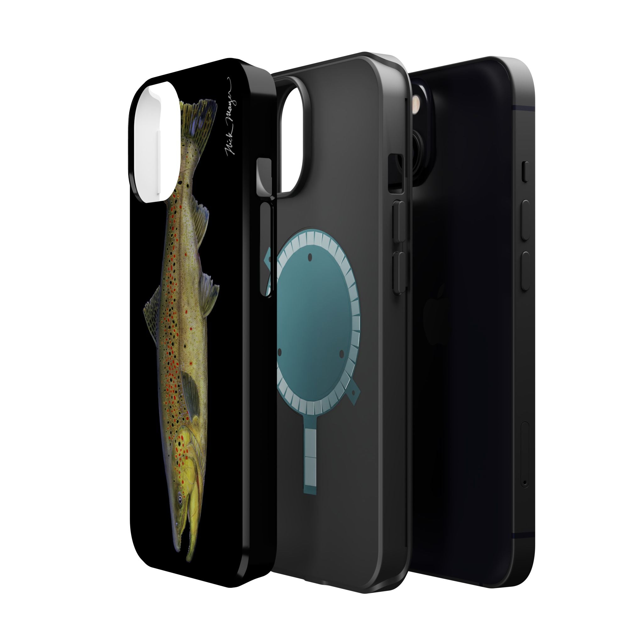 Brown Trout MagSafe Black iPhone Case