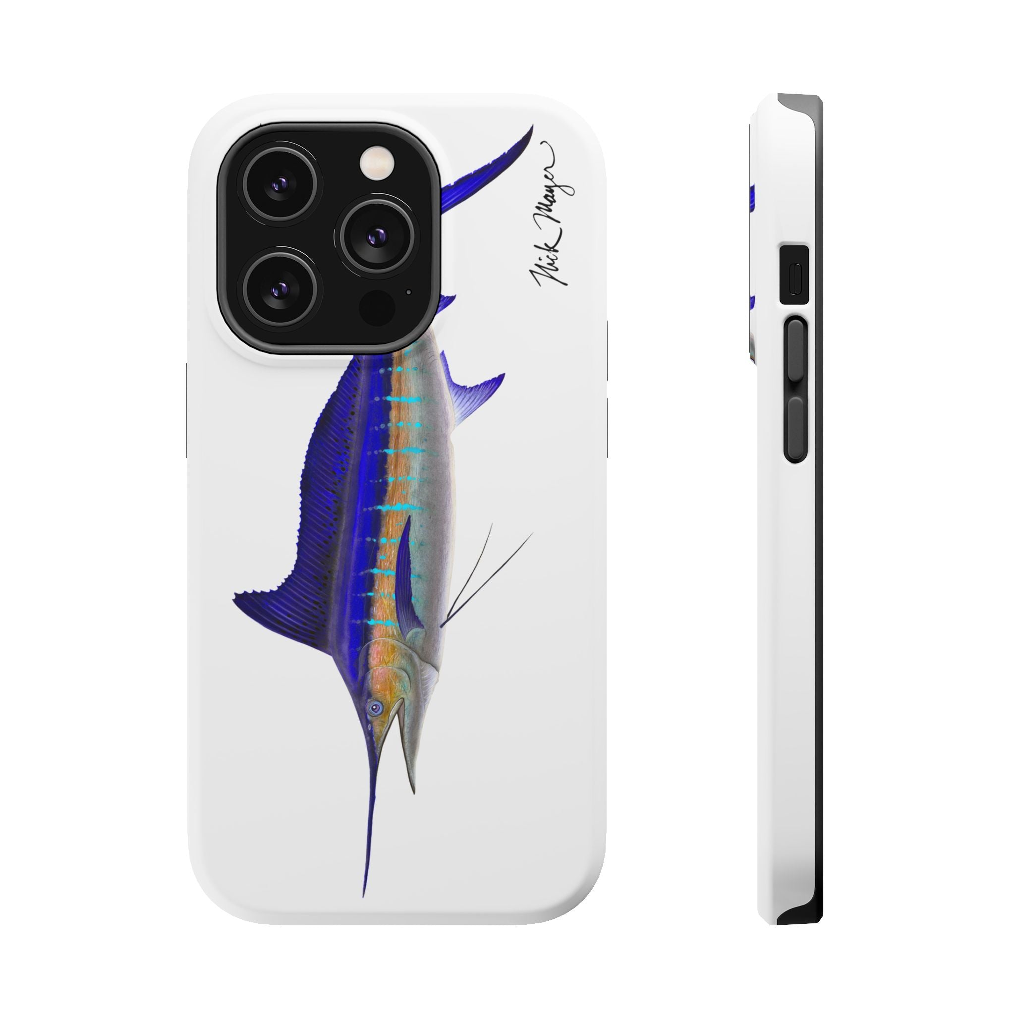 Striped Marlin MagSafe White iPhone Case