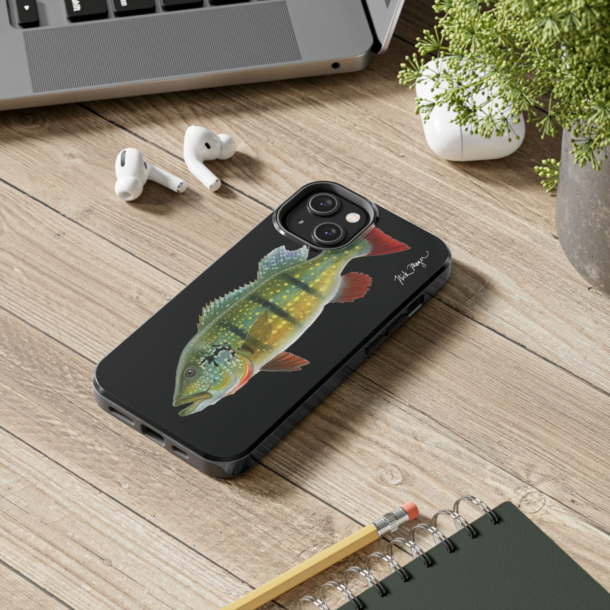 Peacock Bass Black iPhone Case