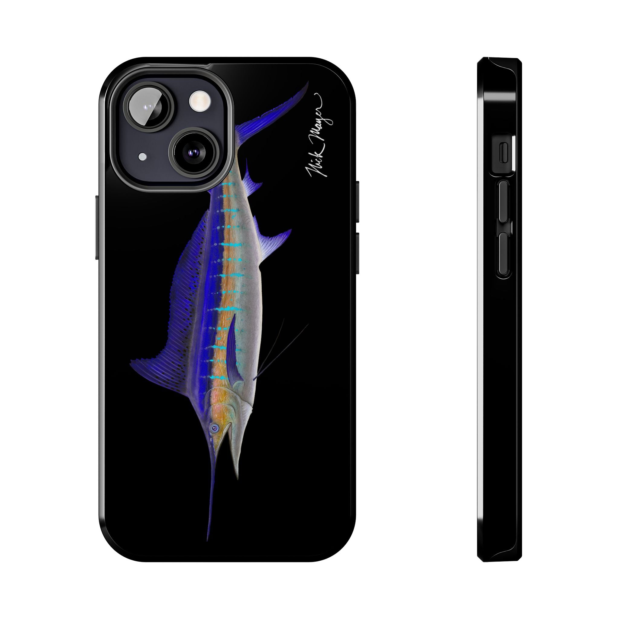 Striped Marlin Black Phone Case (iPhone)