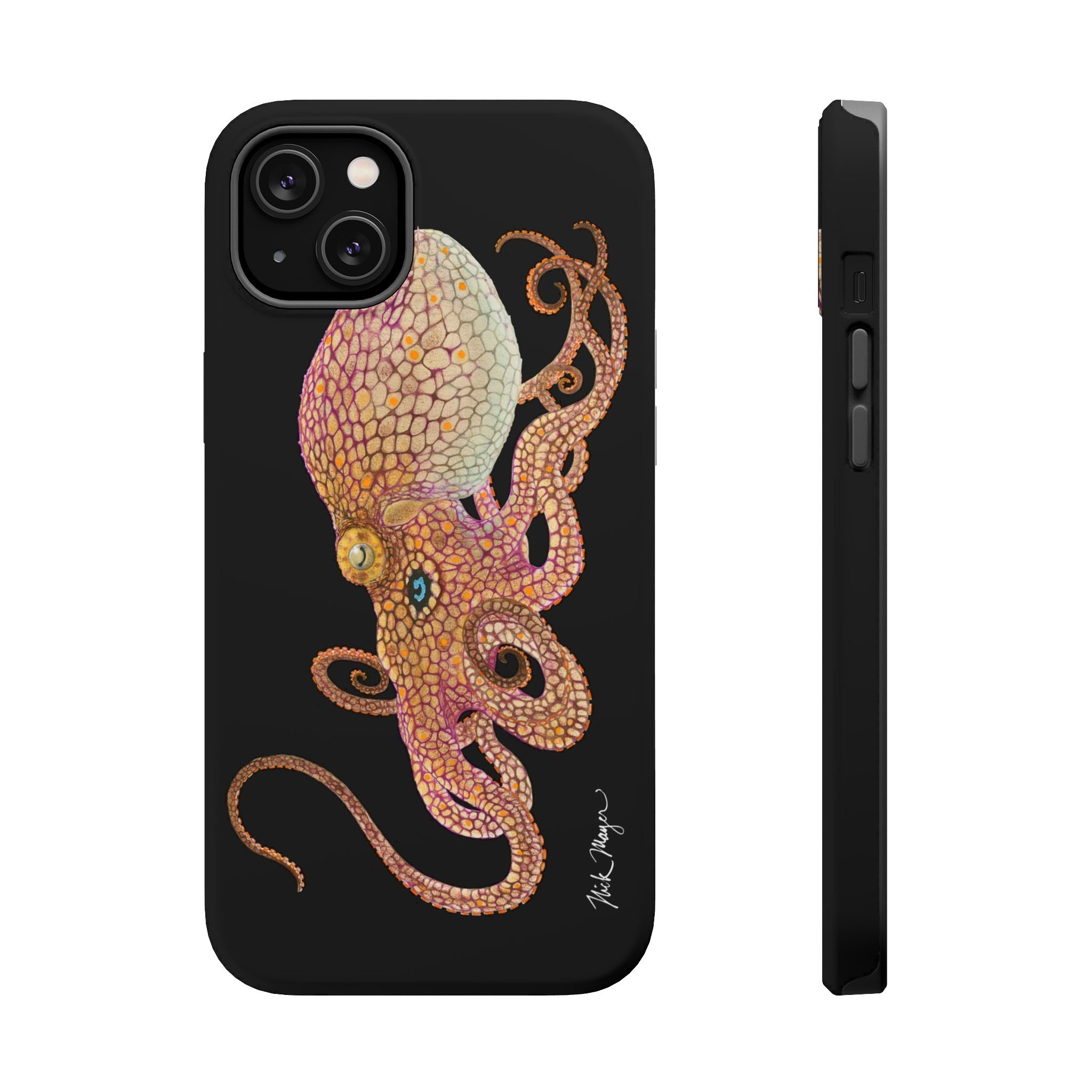 Two Spot Octopus MagSafe Black iPhone Case