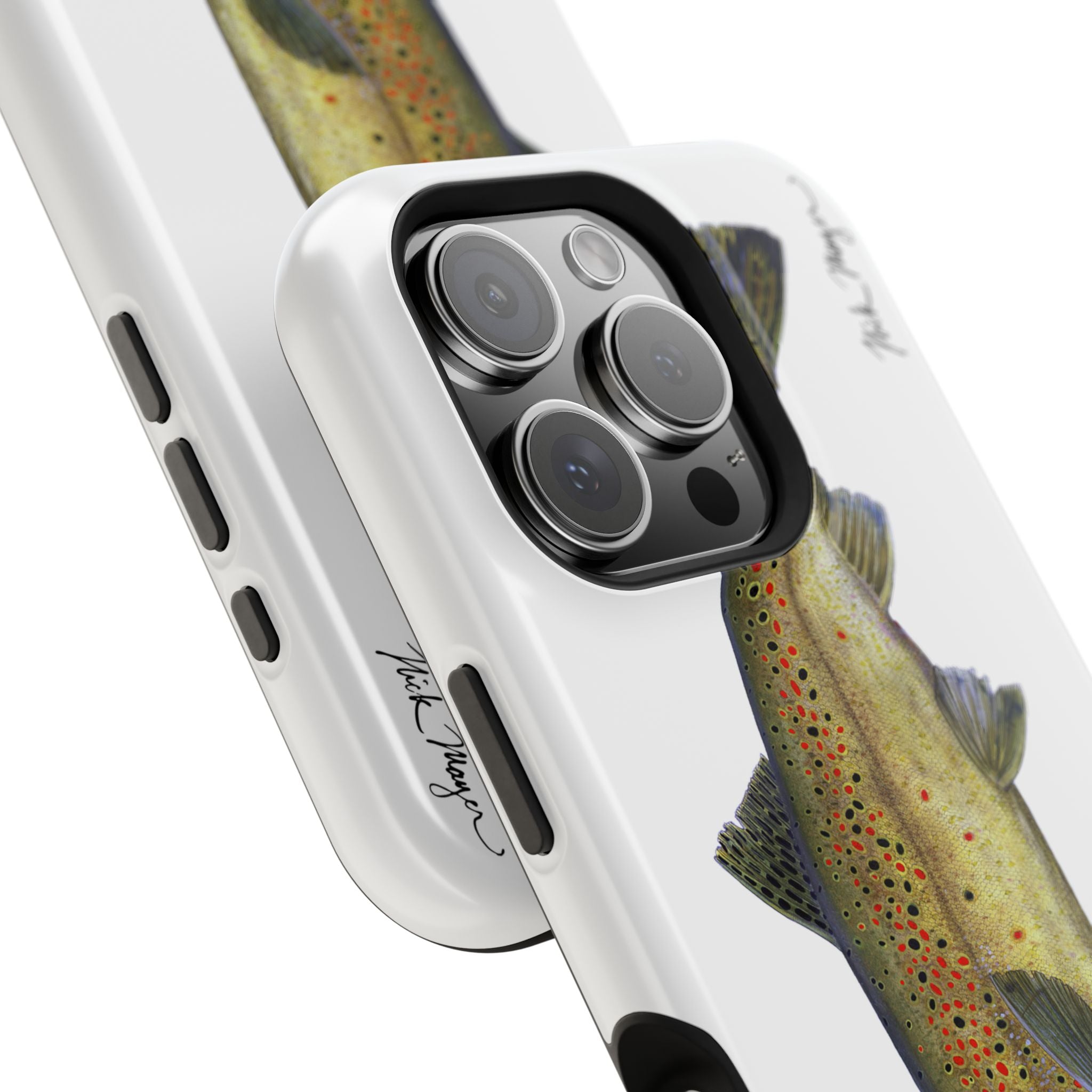 Brown Trout MagSafe White iPhone Case