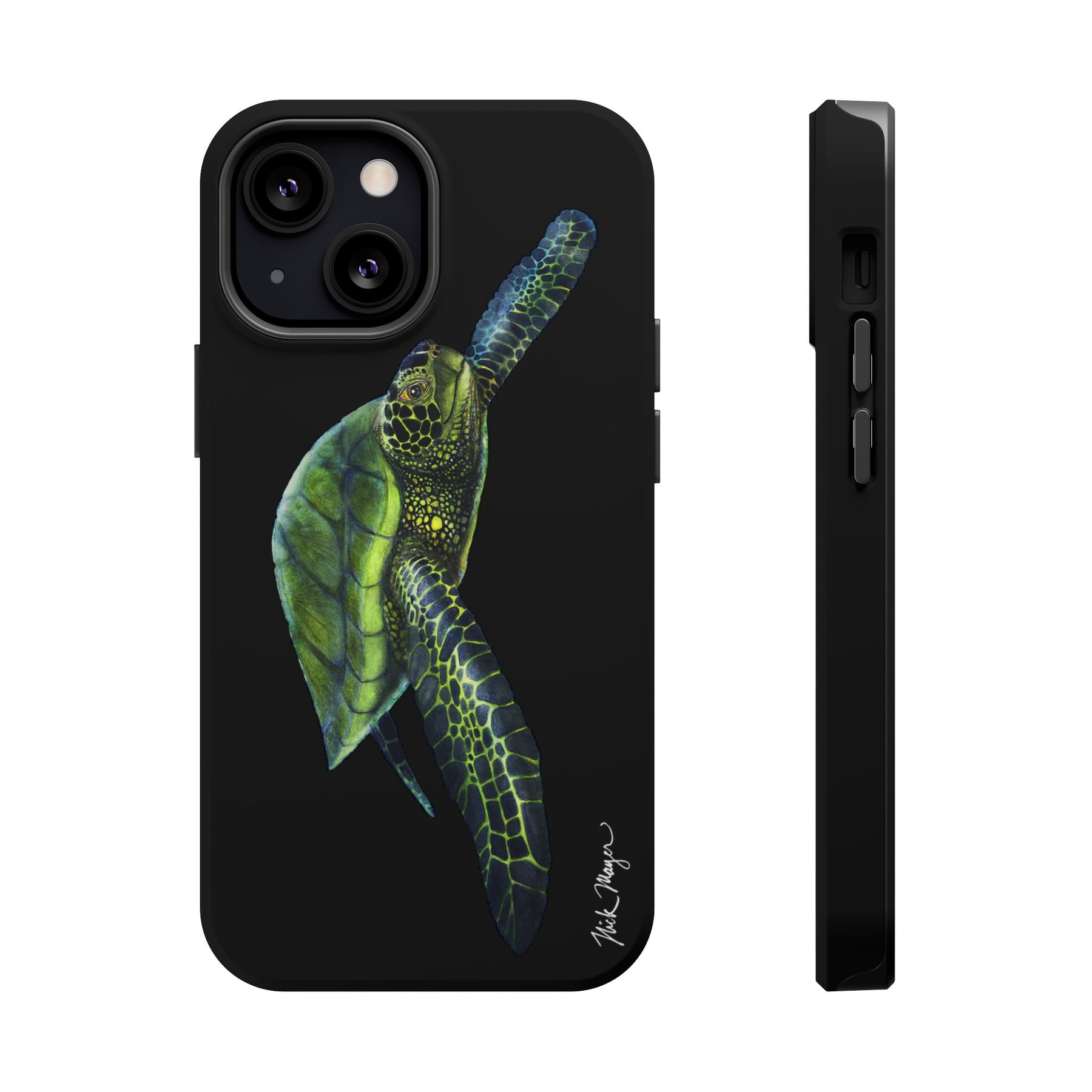 Green Sea Turtle MagSafe Black iPhone Case